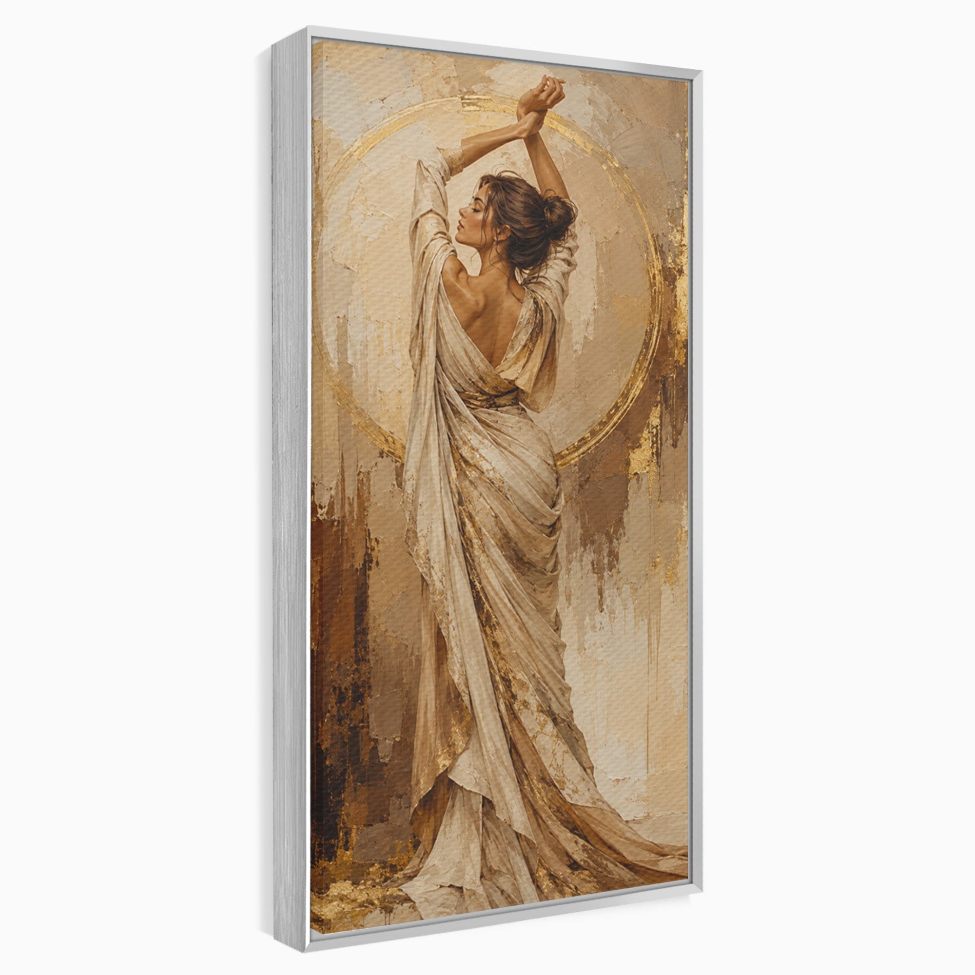 Tablou Canvas Premium LuxCanva® PI1097, Dansul Auriu, Femeie, Armonie, Eleganta, Arta, Living, Dormitor, Culori Vibrante