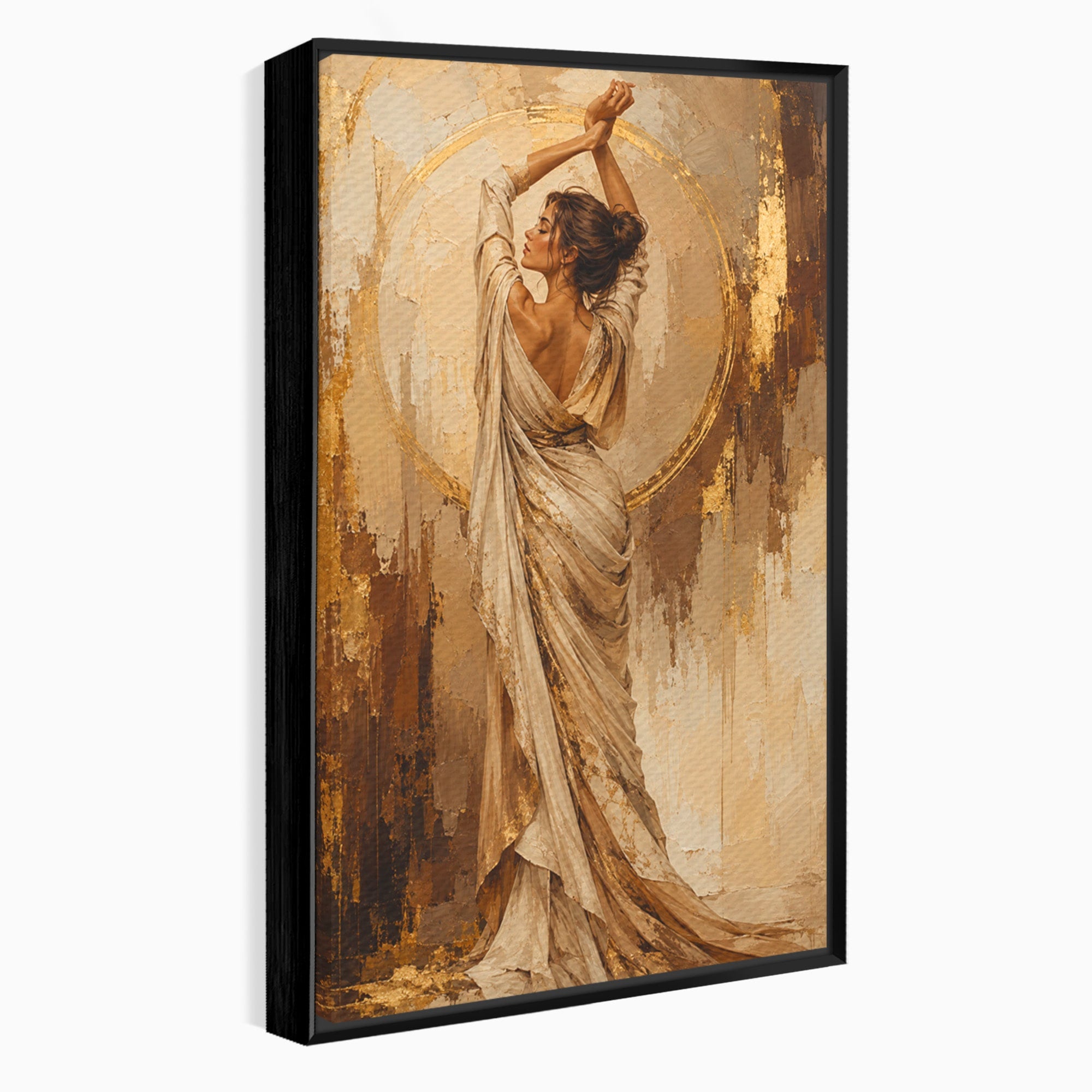 Tablou Canvas Premium LuxCanva® PI1097, Dansul Auriu, Femeie, Armonie, Eleganta, Arta, Living, Dormitor, Culori Vibrante