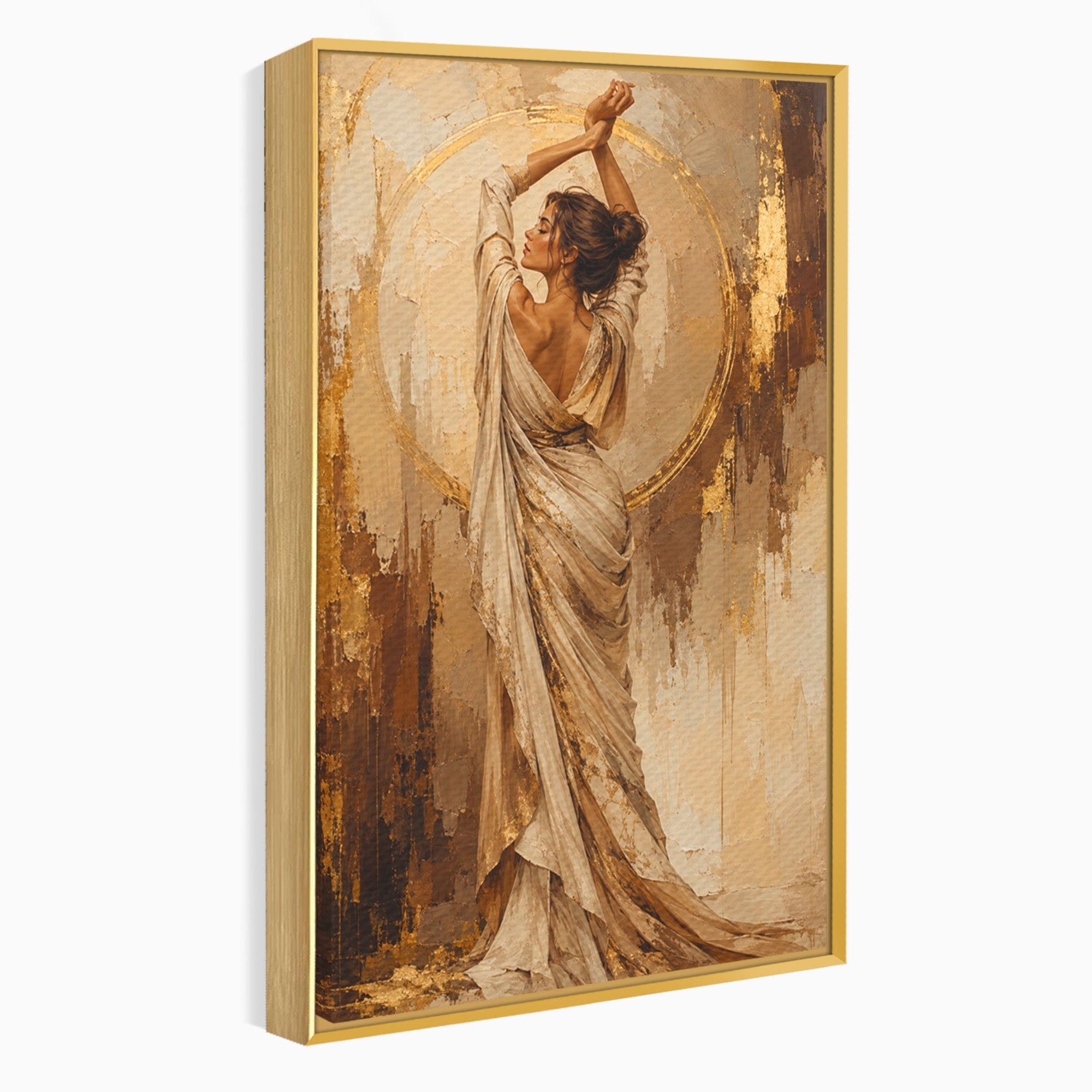 Tablou Canvas Premium LuxCanva® PI1097, Dansul Auriu, Femeie, Armonie, Eleganta, Arta, Living, Dormitor, Culori Vibrante