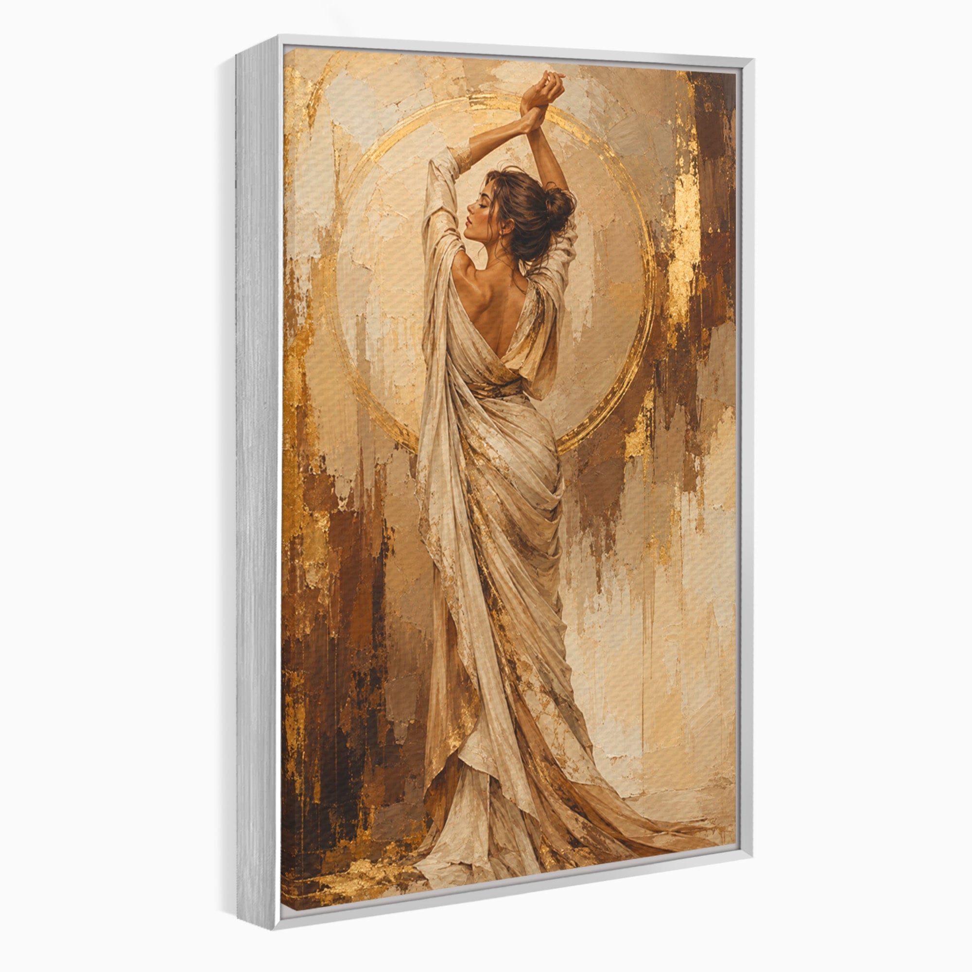 Tablou Canvas Premium LuxCanva® PI1097, Dansul Auriu, Femeie, Armonie, Eleganta, Arta, Living, Dormitor, Culori Vibrante