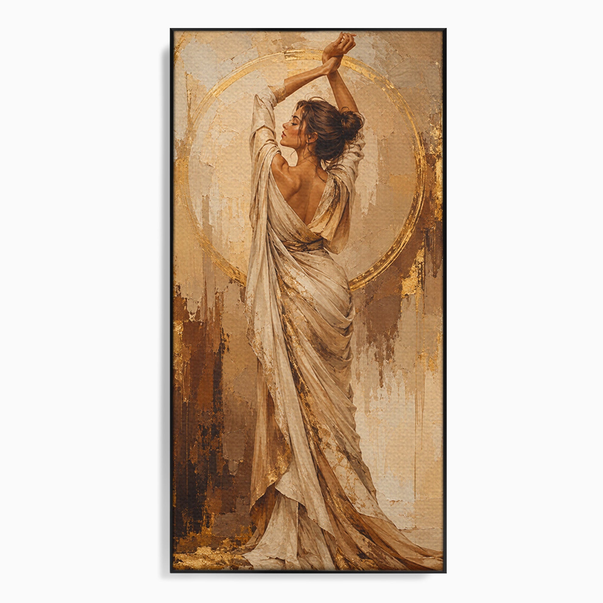 Tablou Canvas Premium LuxCanva® PI1097, Dansul Auriu, Femeie, Armonie, Eleganta, Arta, Living, Dormitor, Culori Vibrante