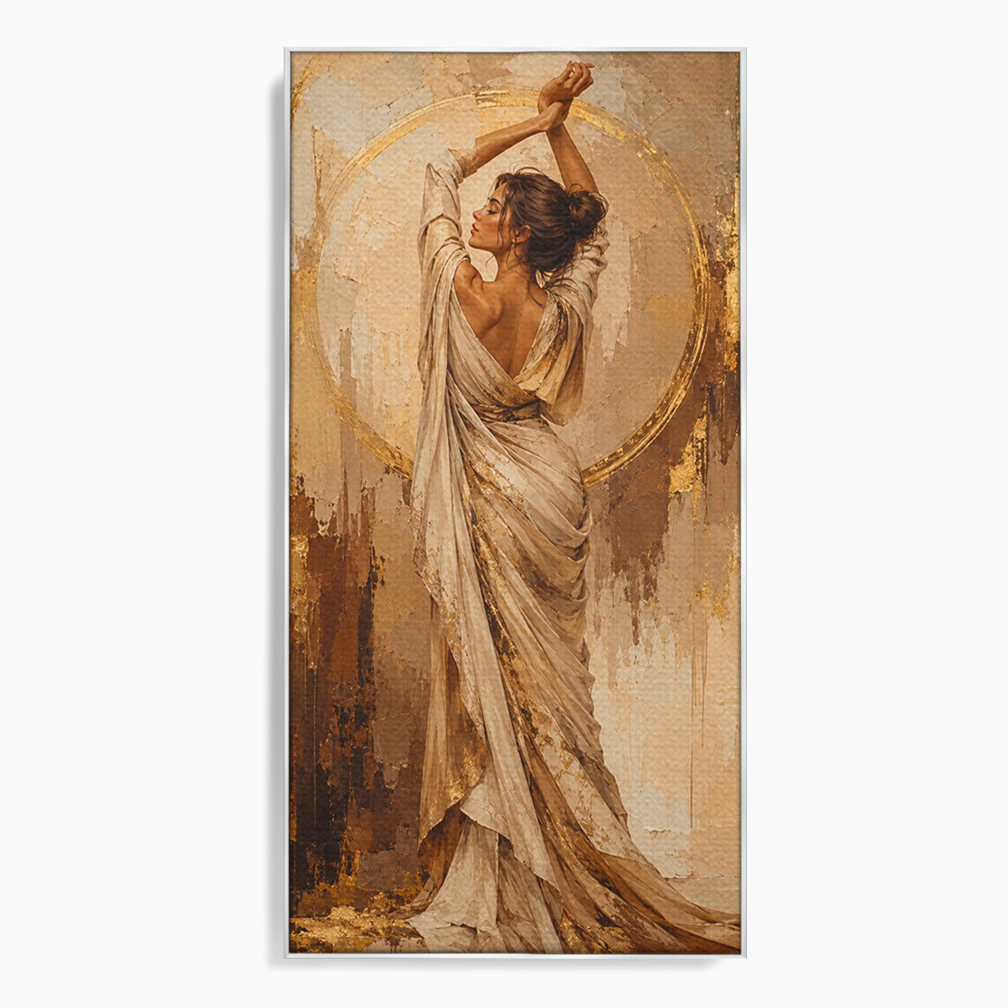 Tablou Canvas Premium LuxCanva® PI1097, Dansul Auriu, Femeie, Armonie, Eleganta, Arta, Living, Dormitor, Culori Vibrante