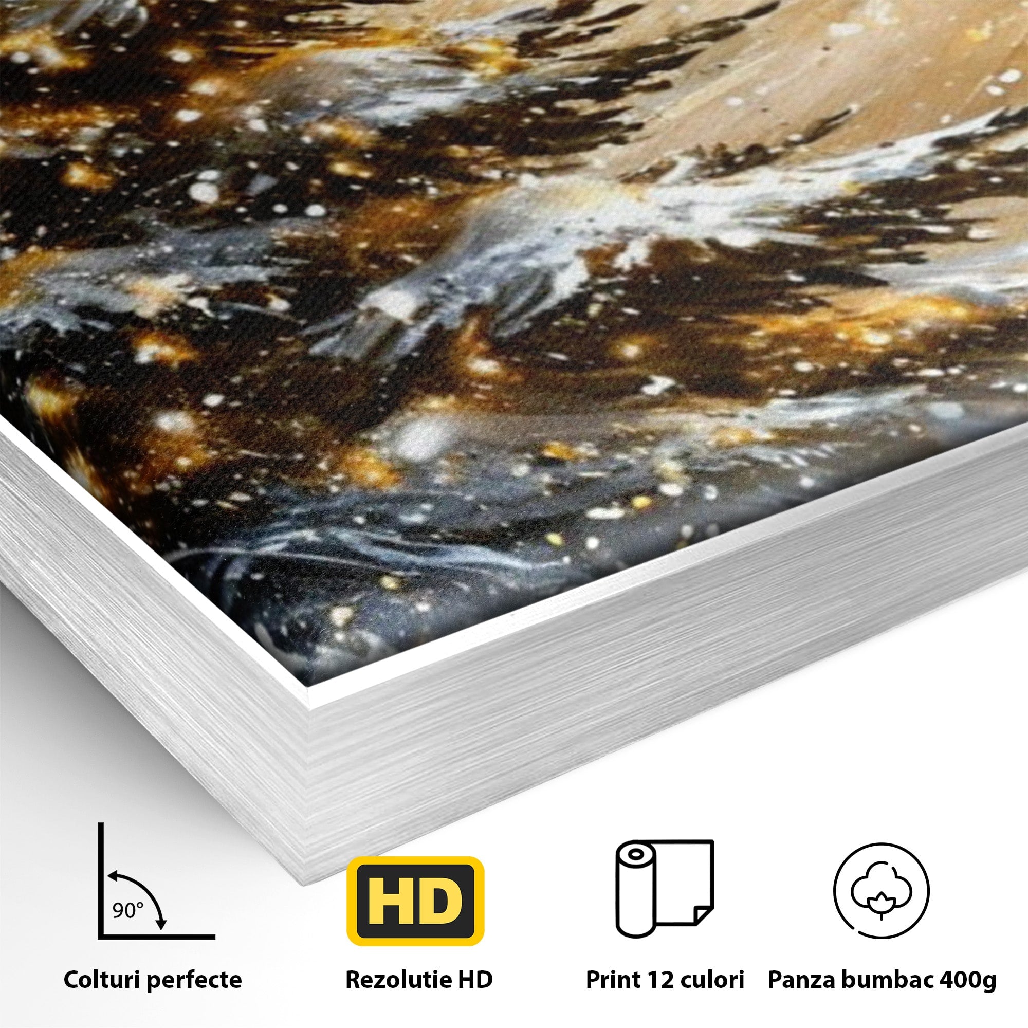 Tablou Canvas Premium LuxCanva® PI1098, Spirale De Iarna, Brad, Copac, Peisaj, Zapada, Living, Culori Vibrante
