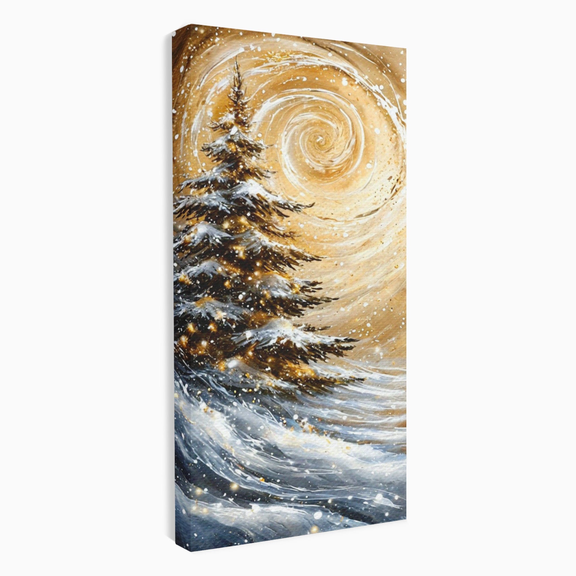 Tablou Canvas Premium LuxCanva® PI1098, Spirale De Iarna, Brad, Copac, Peisaj, Zapada, Living, Culori Vibrante