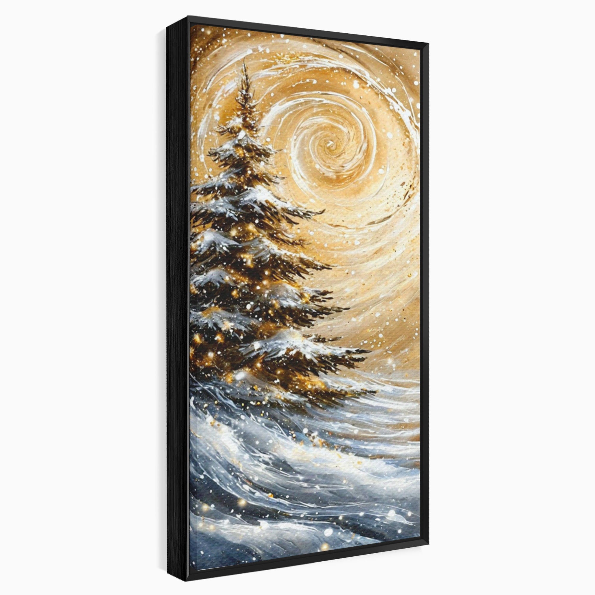 Tablou Canvas Premium LuxCanva® PI1098, Spirale De Iarna, Brad, Copac, Peisaj, Zapada, Living, Culori Vibrante