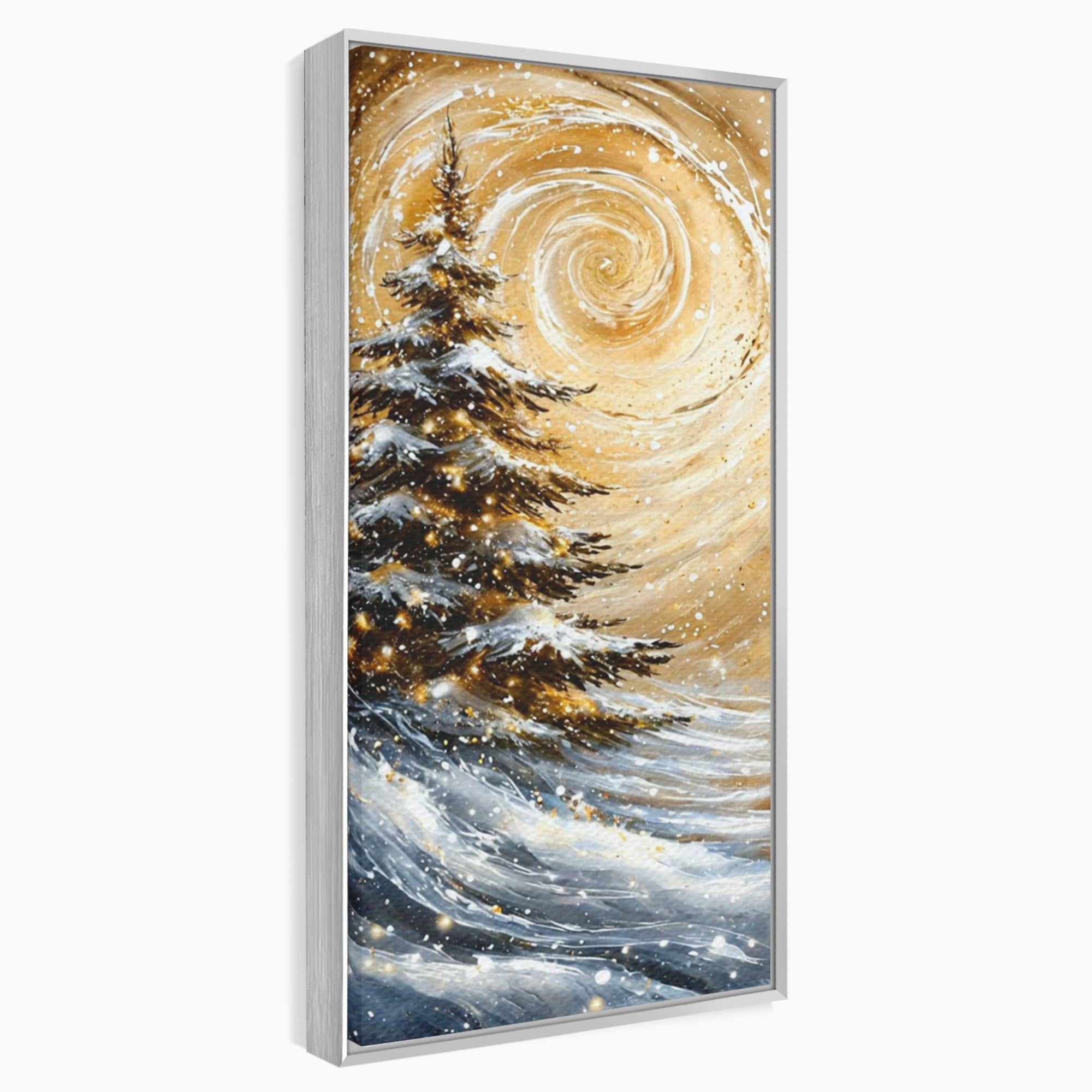 Tablou Canvas Premium LuxCanva® PI1098, Spirale De Iarna, Brad, Copac, Peisaj, Zapada, Living, Culori Vibrante