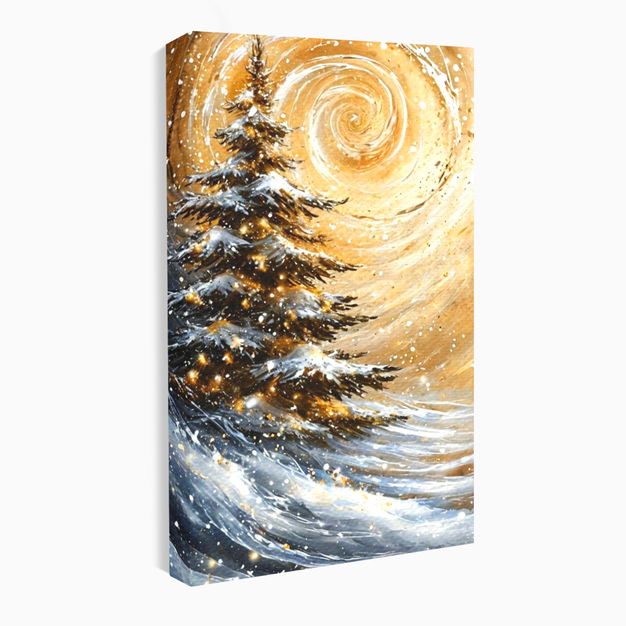 Tablou Canvas Premium LuxCanva® PI1098, Spirale De Iarna, Brad, Copac, Peisaj, Zapada, Living, Culori Vibrante