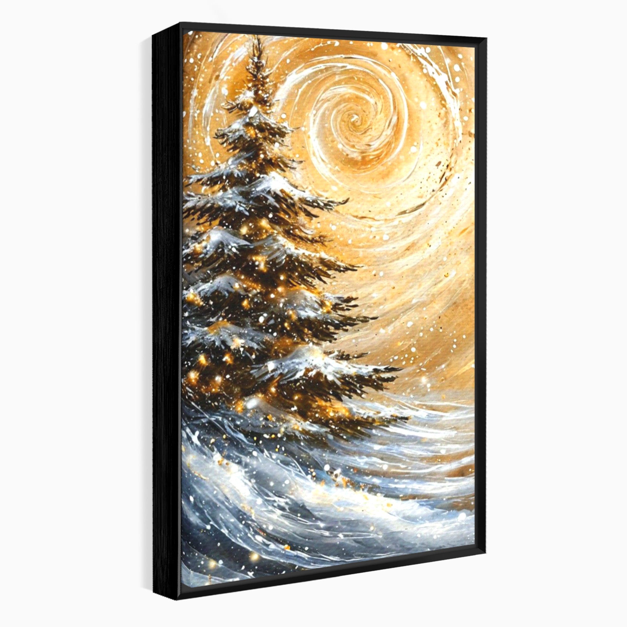 Tablou Canvas Premium LuxCanva® PI1098, Spirale De Iarna, Brad, Copac, Peisaj, Zapada, Living, Culori Vibrante