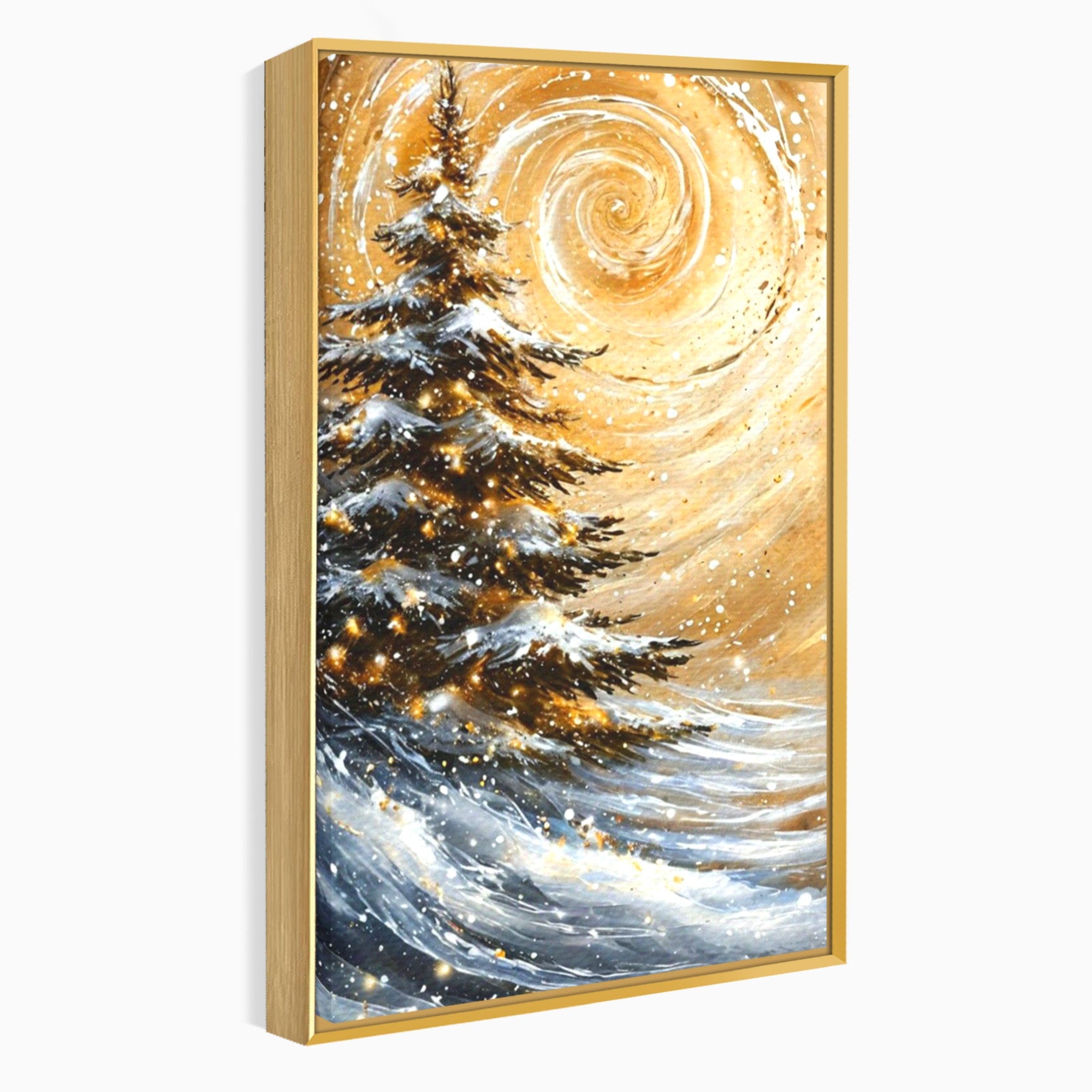Tablou Canvas Premium LuxCanva® PI1098, Spirale De Iarna, Brad, Copac, Peisaj, Zapada, Living, Culori Vibrante