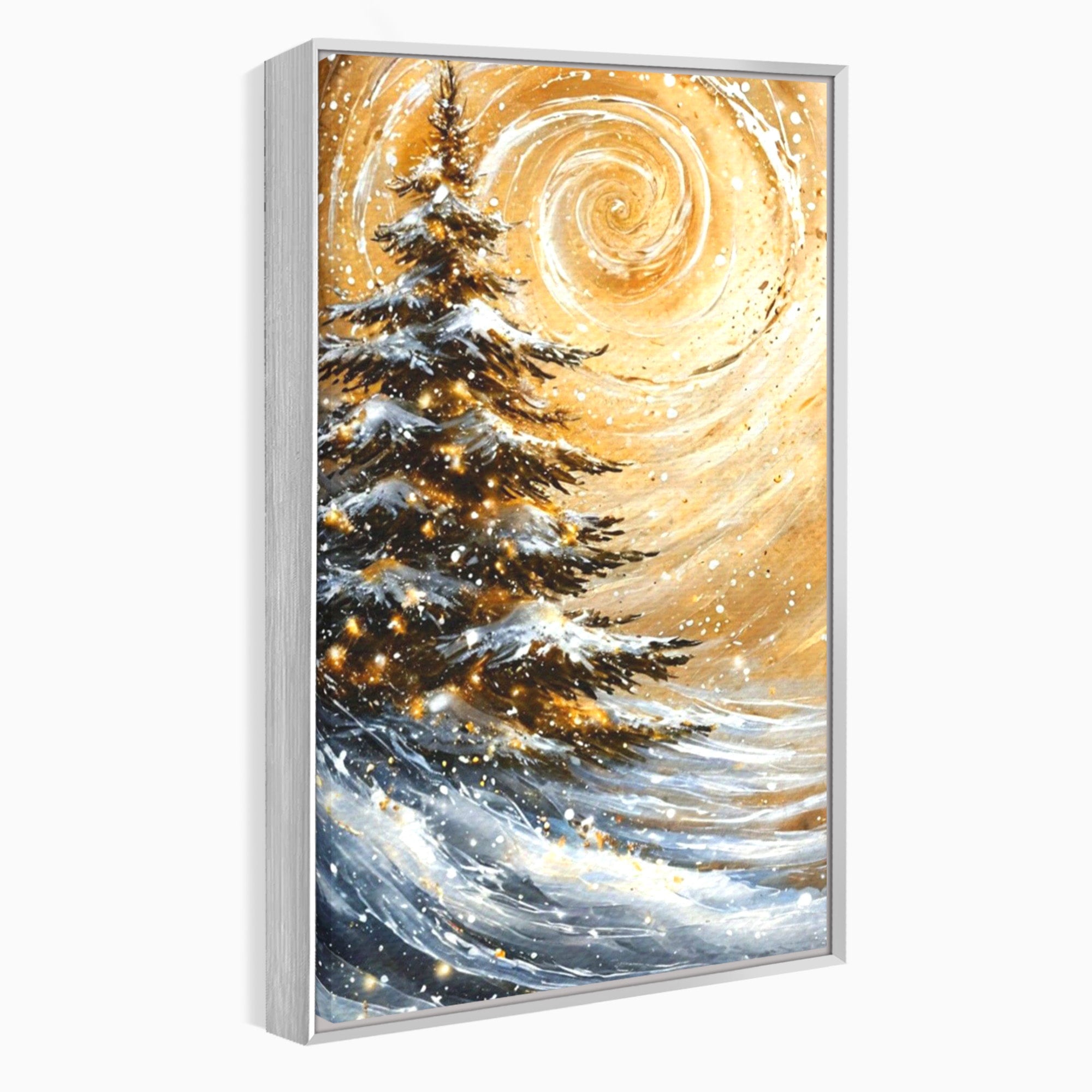 Tablou Canvas Premium LuxCanva® PI1098, Spirale De Iarna, Brad, Copac, Peisaj, Zapada, Living, Culori Vibrante