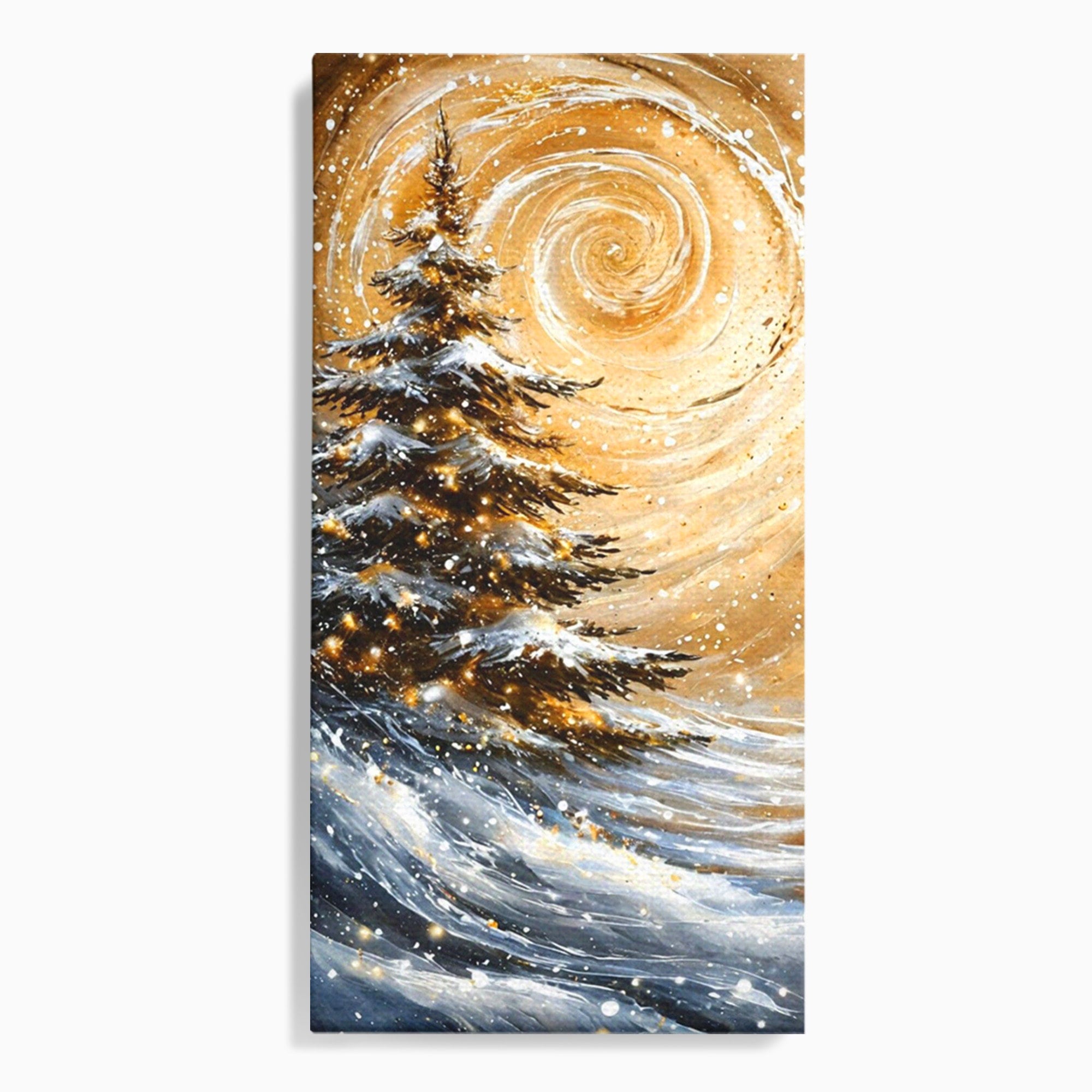 Tablou Canvas Premium LuxCanva® PI1098, Spirale De Iarna, Brad, Copac, Peisaj, Zapada, Living, Culori Vibrante