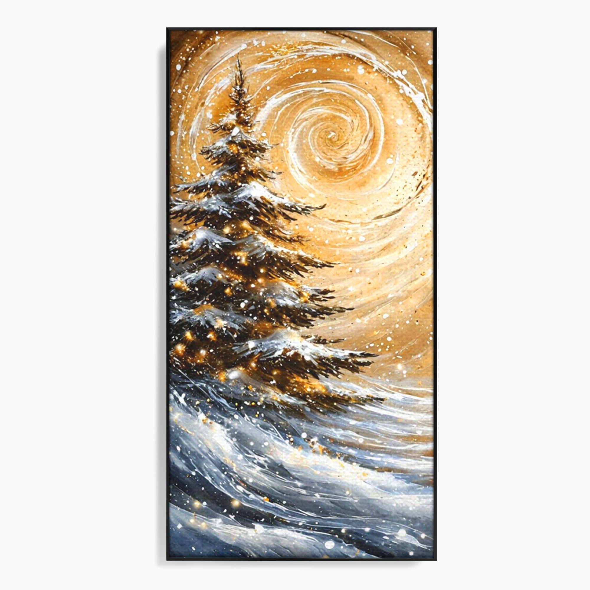 Tablou Canvas Premium LuxCanva® PI1098, Spirale De Iarna, Brad, Copac, Peisaj, Zapada, Living, Culori Vibrante
