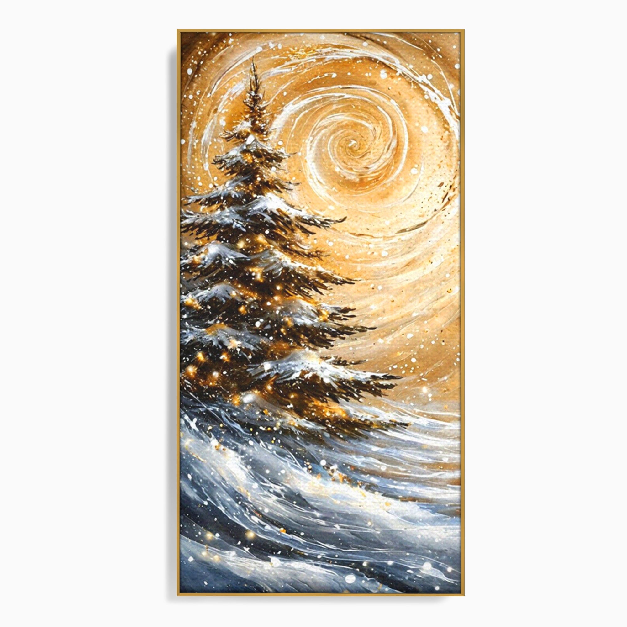 Tablou Canvas Premium LuxCanva® PI1098, Spirale De Iarna, Brad, Copac, Peisaj, Zapada, Living, Culori Vibrante