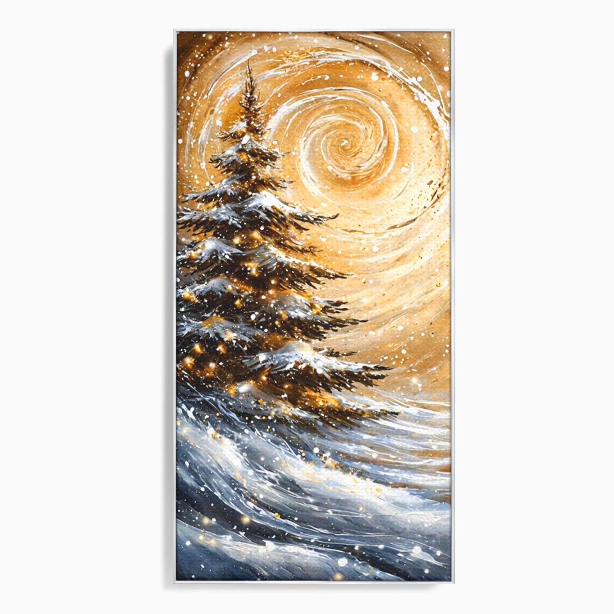 Tablou Canvas Premium LuxCanva® PI1098, Spirale De Iarna, Brad, Copac, Peisaj, Zapada, Living, Culori Vibrante