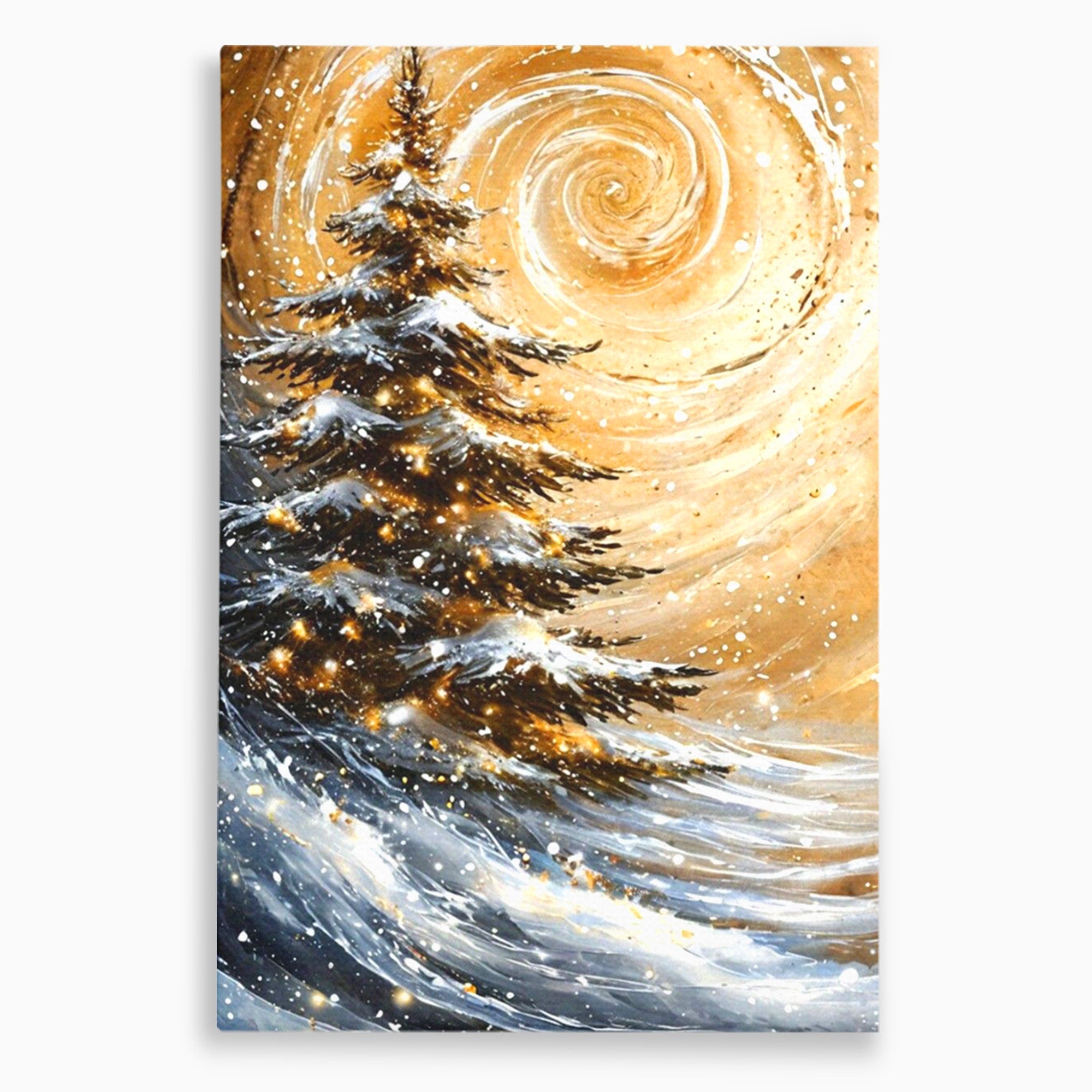 Tablou Canvas Premium LuxCanva® PI1098, Spirale De Iarna, Brad, Copac, Peisaj, Zapada, Living, Culori Vibrante