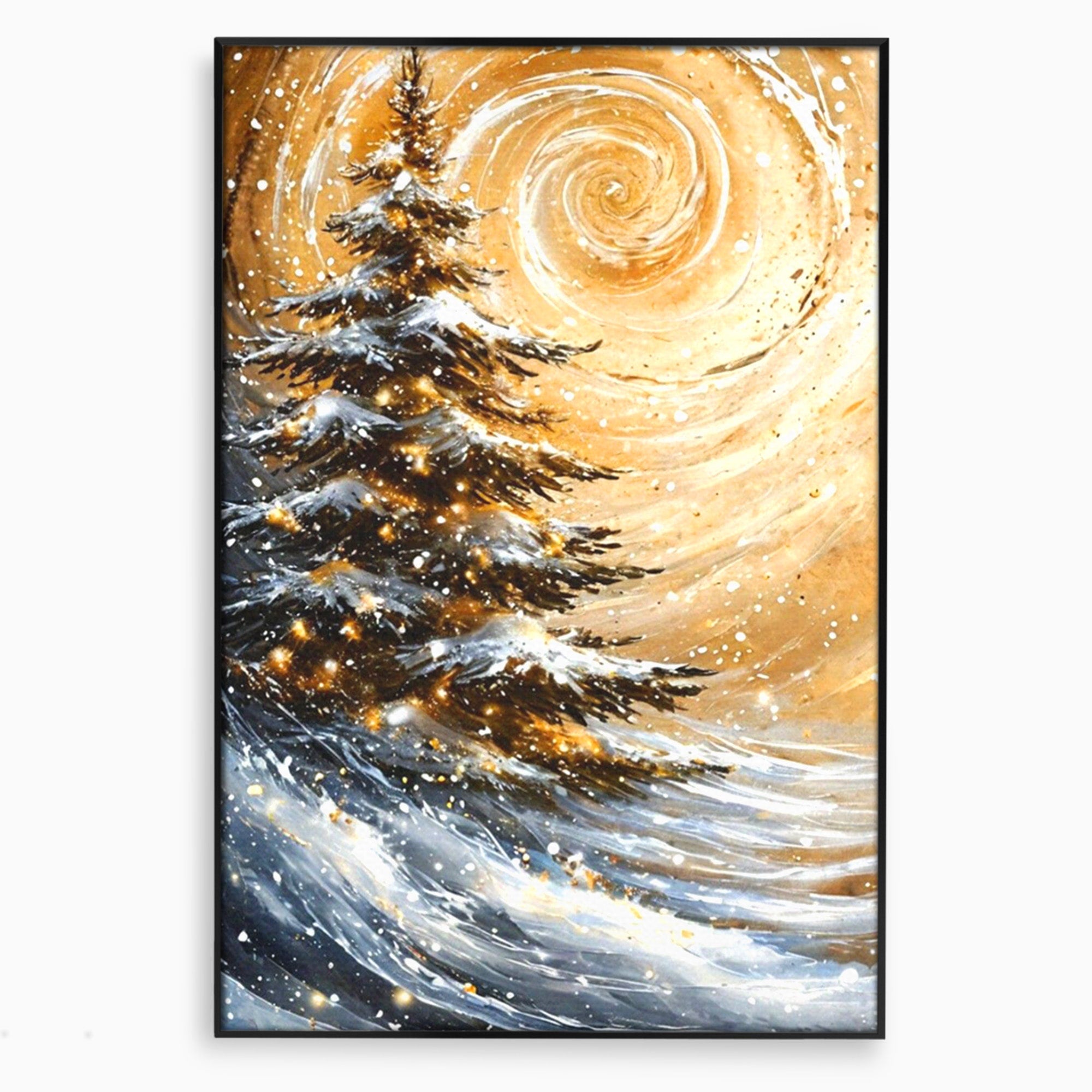 Tablou Canvas Premium LuxCanva® PI1098, Spirale De Iarna, Brad, Copac, Peisaj, Zapada, Living, Culori Vibrante