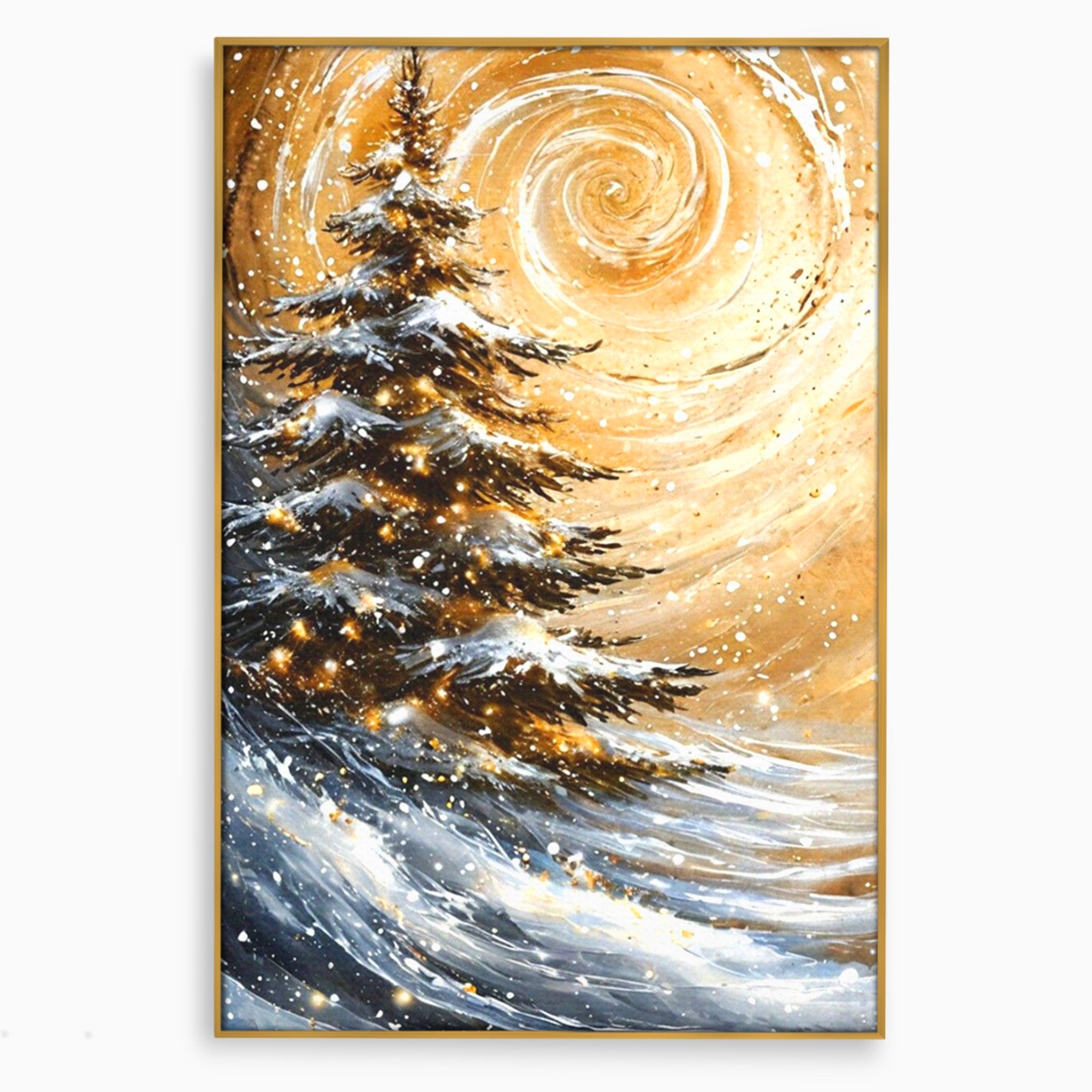 Tablou Canvas Premium LuxCanva® PI1098, Spirale De Iarna, Brad, Copac, Peisaj, Zapada, Living, Culori Vibrante