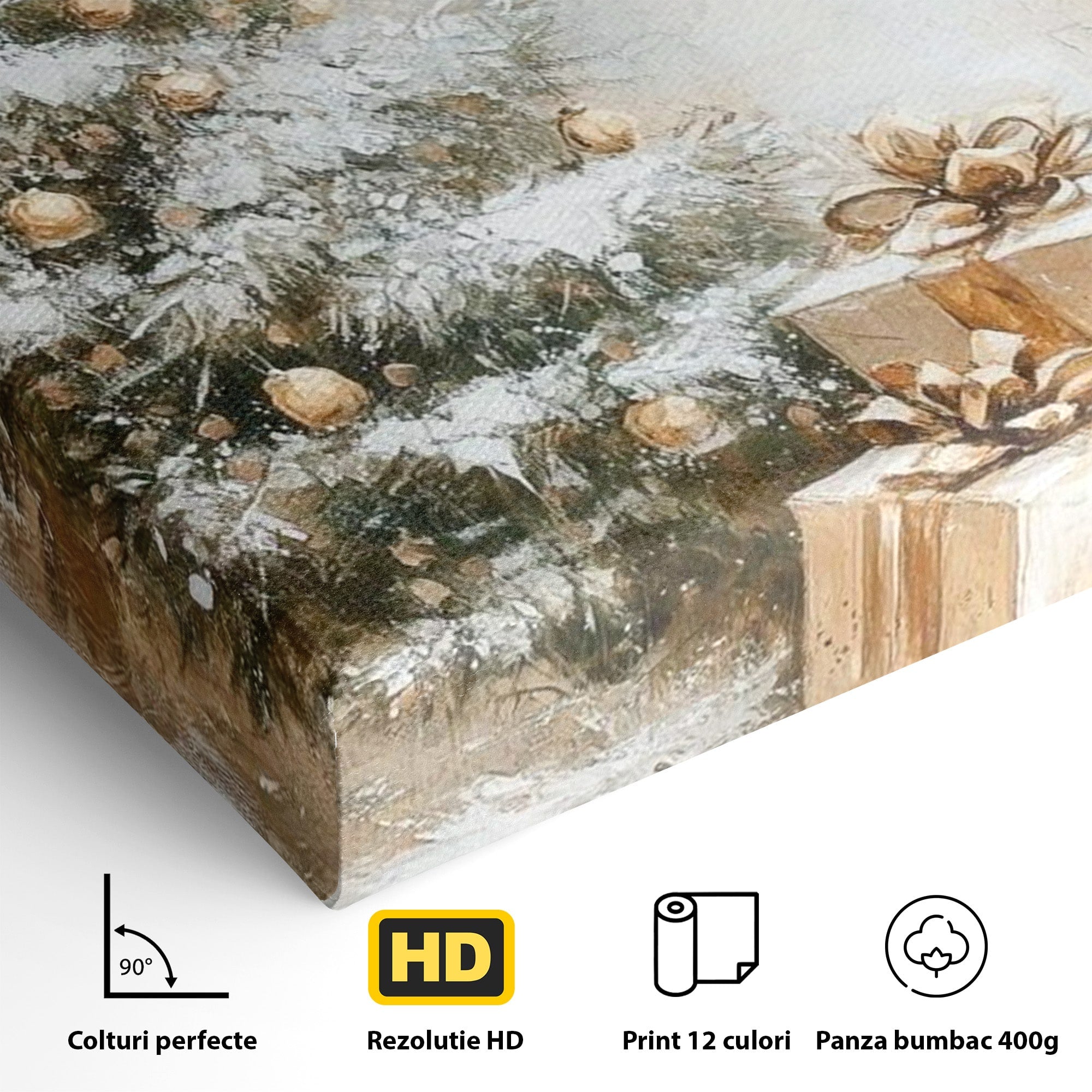 Tablou Canvas Premium LuxCanva® PI1101, Brad Si Cadouri De Craciun, Emotie, Cadouri, Brad, Iarna, Living, Culori Vibrante