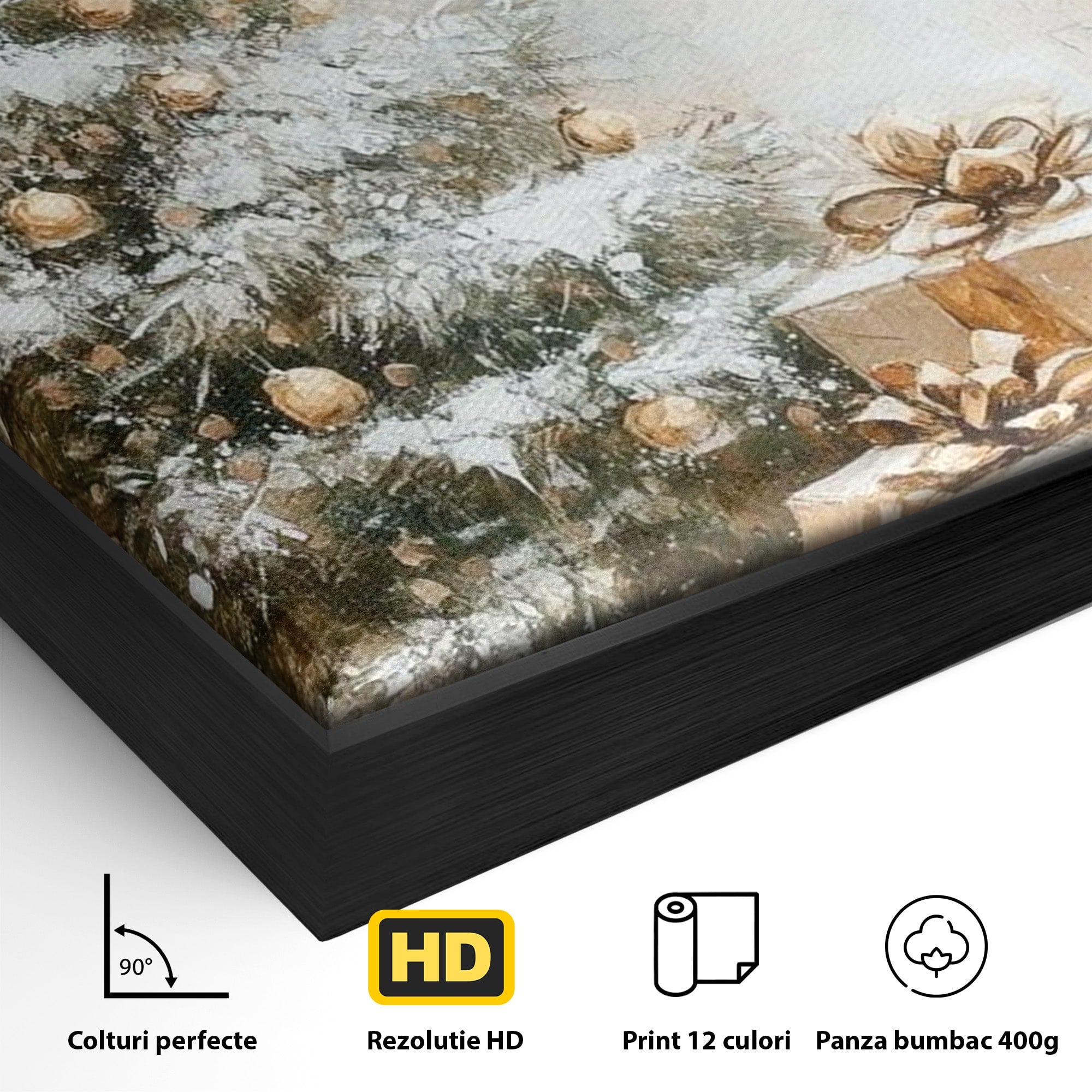 Tablou Canvas Premium LuxCanva® PI1101, Brad Si Cadouri De Craciun, Emotie, Cadouri, Brad, Iarna, Living, Culori Vibrante