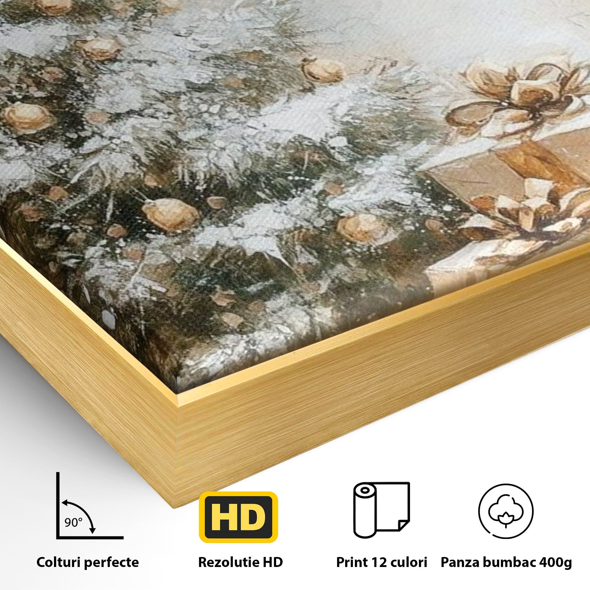 Tablou Canvas Premium LuxCanva® PI1101, Brad Si Cadouri De Craciun, Emotie, Cadouri, Brad, Iarna, Living, Culori Vibrante
