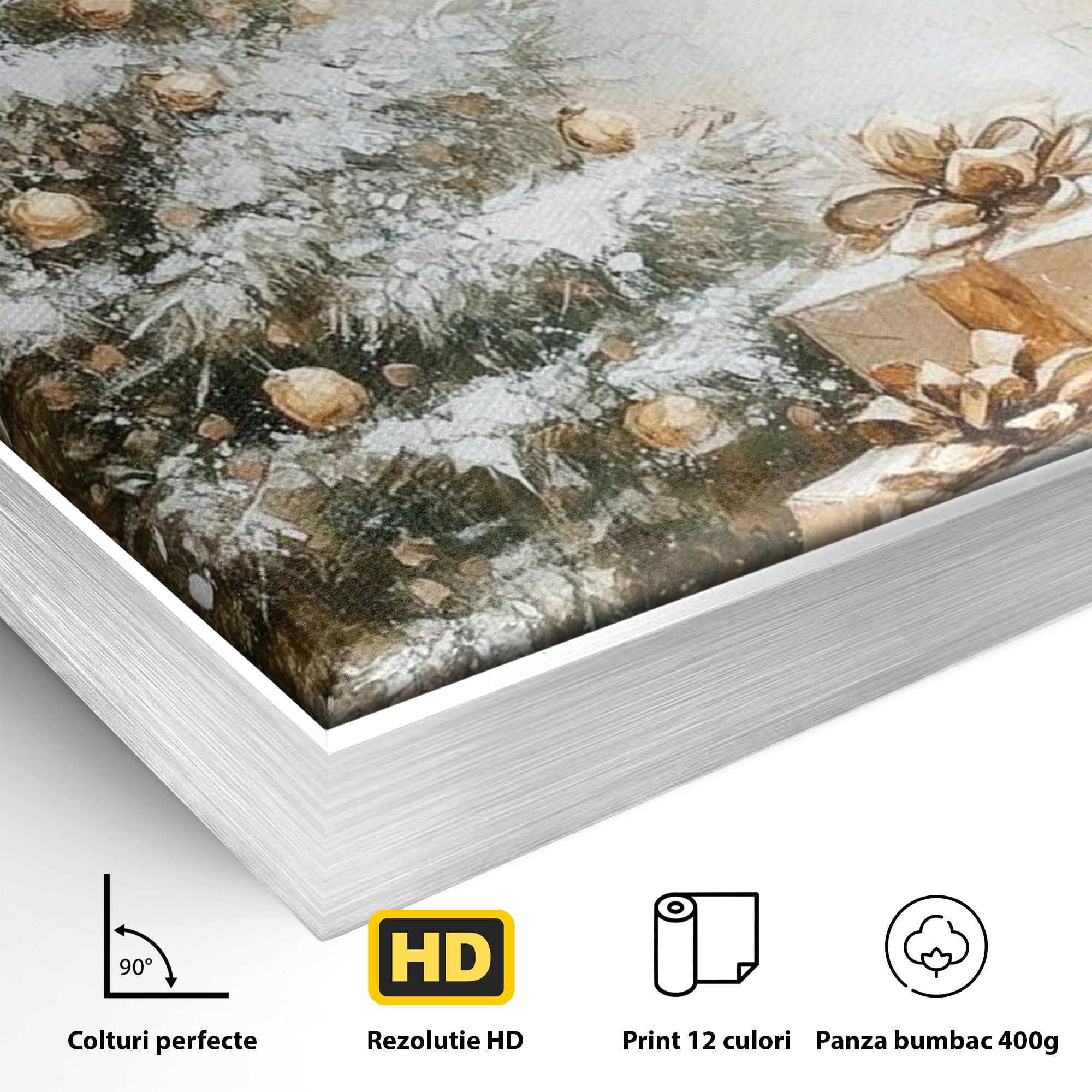 Tablou Canvas Premium LuxCanva® PI1101, Brad Si Cadouri De Craciun, Emotie, Cadouri, Brad, Iarna, Living, Culori Vibrante