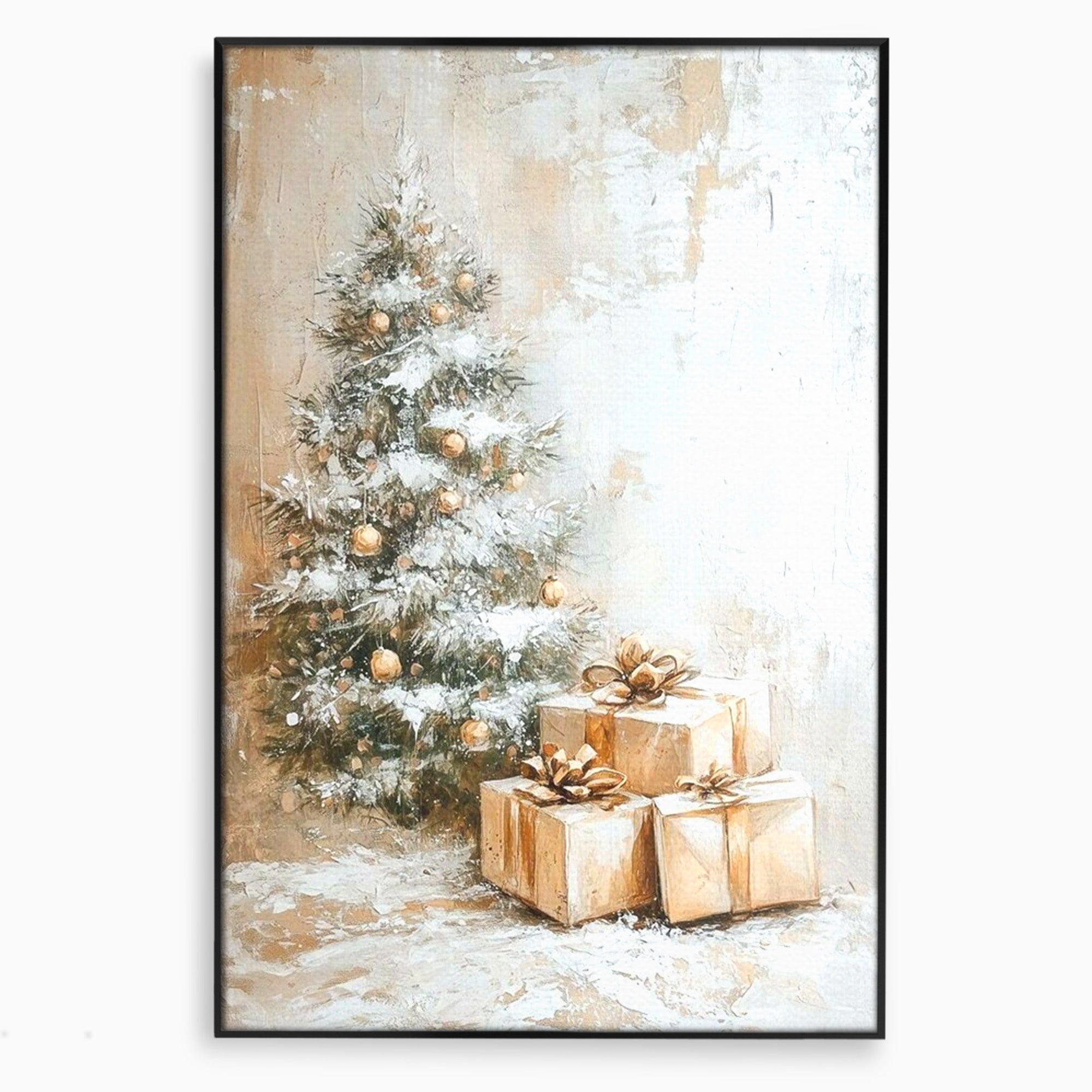 Tablou Canvas Premium LuxCanva® PI1101, Brad Si Cadouri De Craciun, Emotie, Cadouri, Brad, Iarna, Living, Culori Vibrante