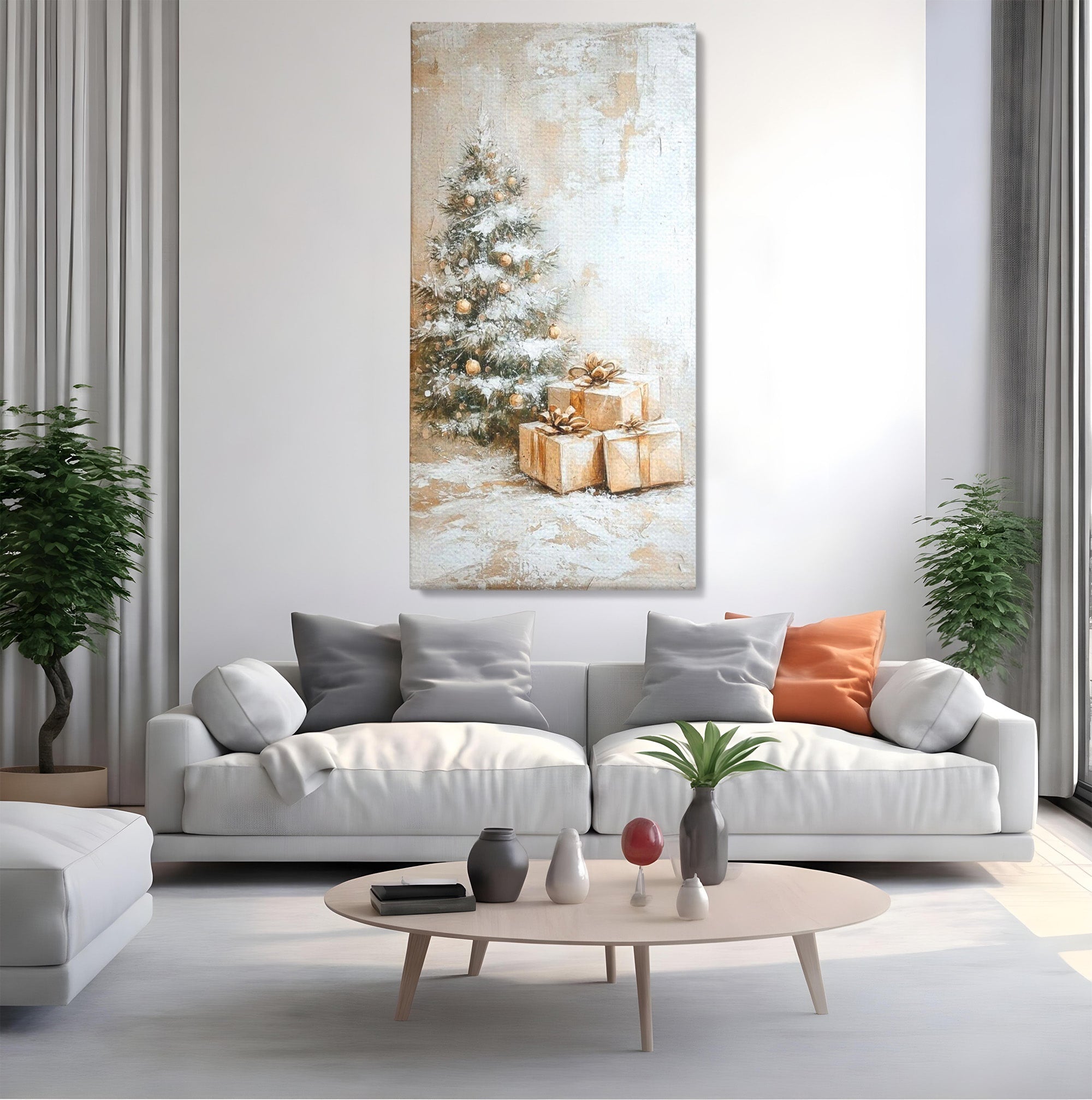 Tablou Canvas Premium LuxCanva® PI1101, Brad Si Cadouri De Craciun, Emotie, Cadouri, Brad, Iarna, Living, Culori Vibrante