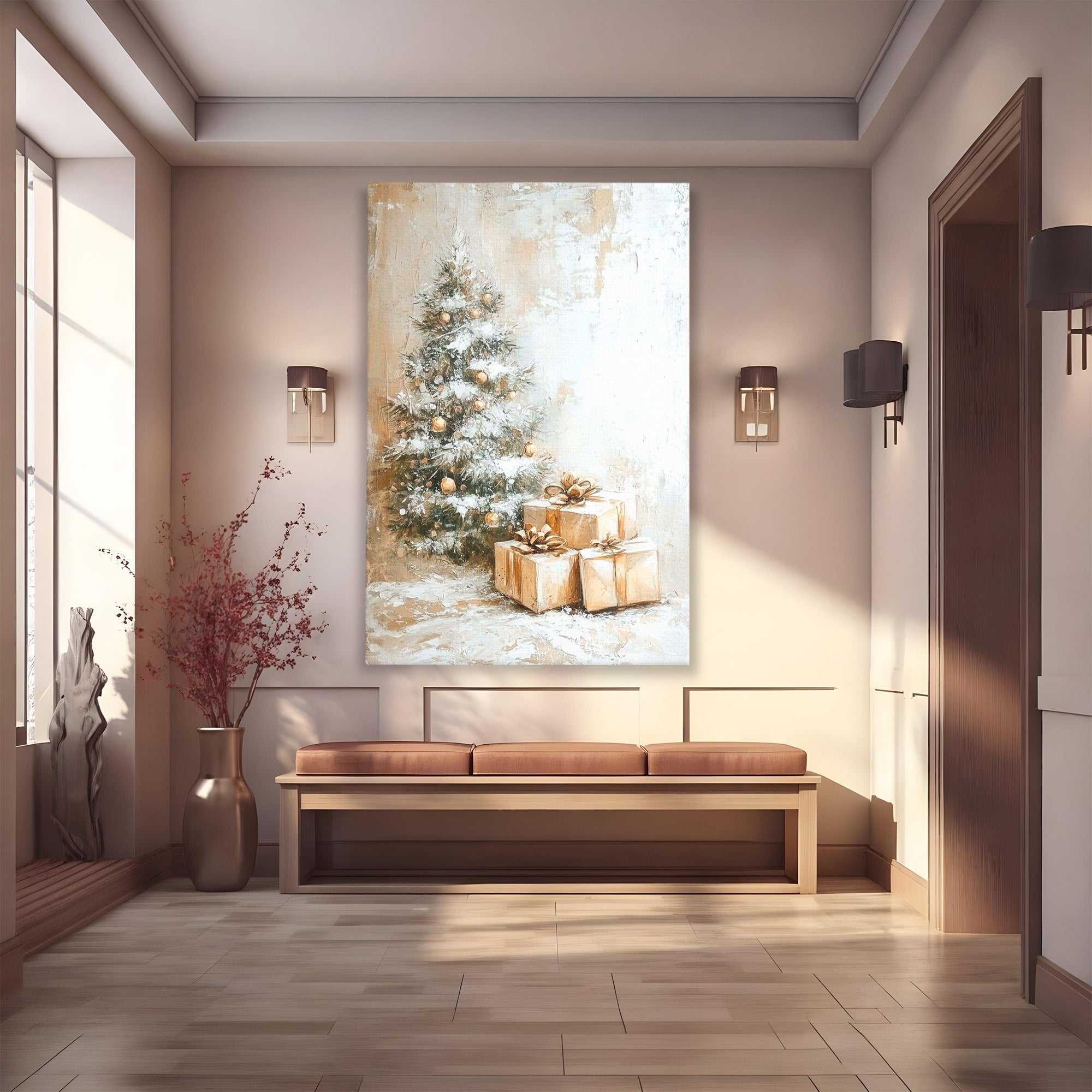 Tablou Canvas Premium LuxCanva® PI1101, Brad Si Cadouri De Craciun, Emotie, Cadouri, Brad, Iarna, Living, Culori Vibrante