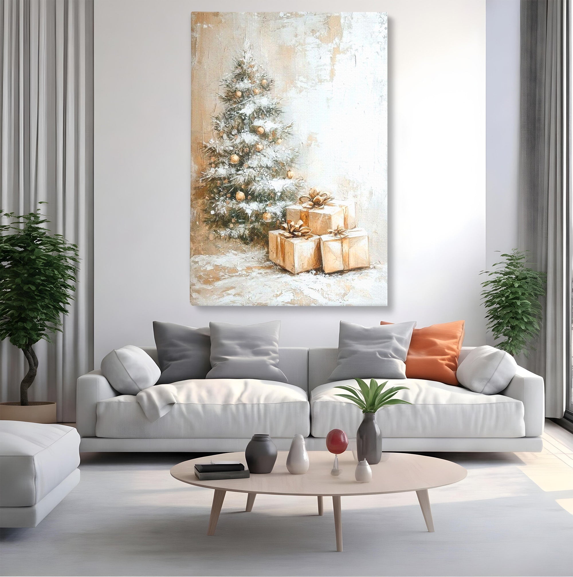 Tablou Canvas Premium LuxCanva® PI1101, Brad Si Cadouri De Craciun, Emotie, Cadouri, Brad, Iarna, Living, Culori Vibrante