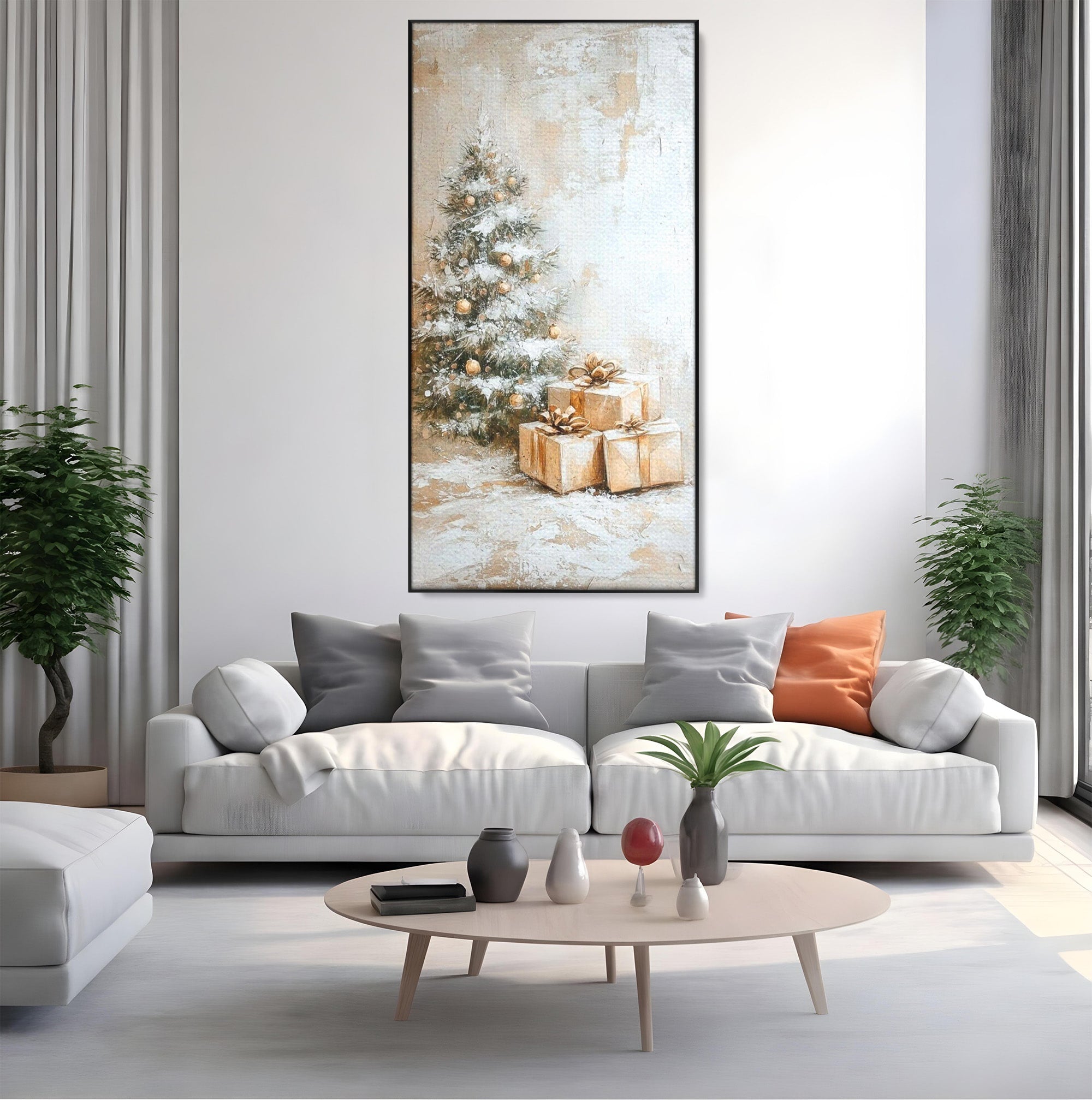 Tablou Canvas Premium LuxCanva® PI1101, Brad Si Cadouri De Craciun, Emotie, Cadouri, Brad, Iarna, Living, Culori Vibrante
