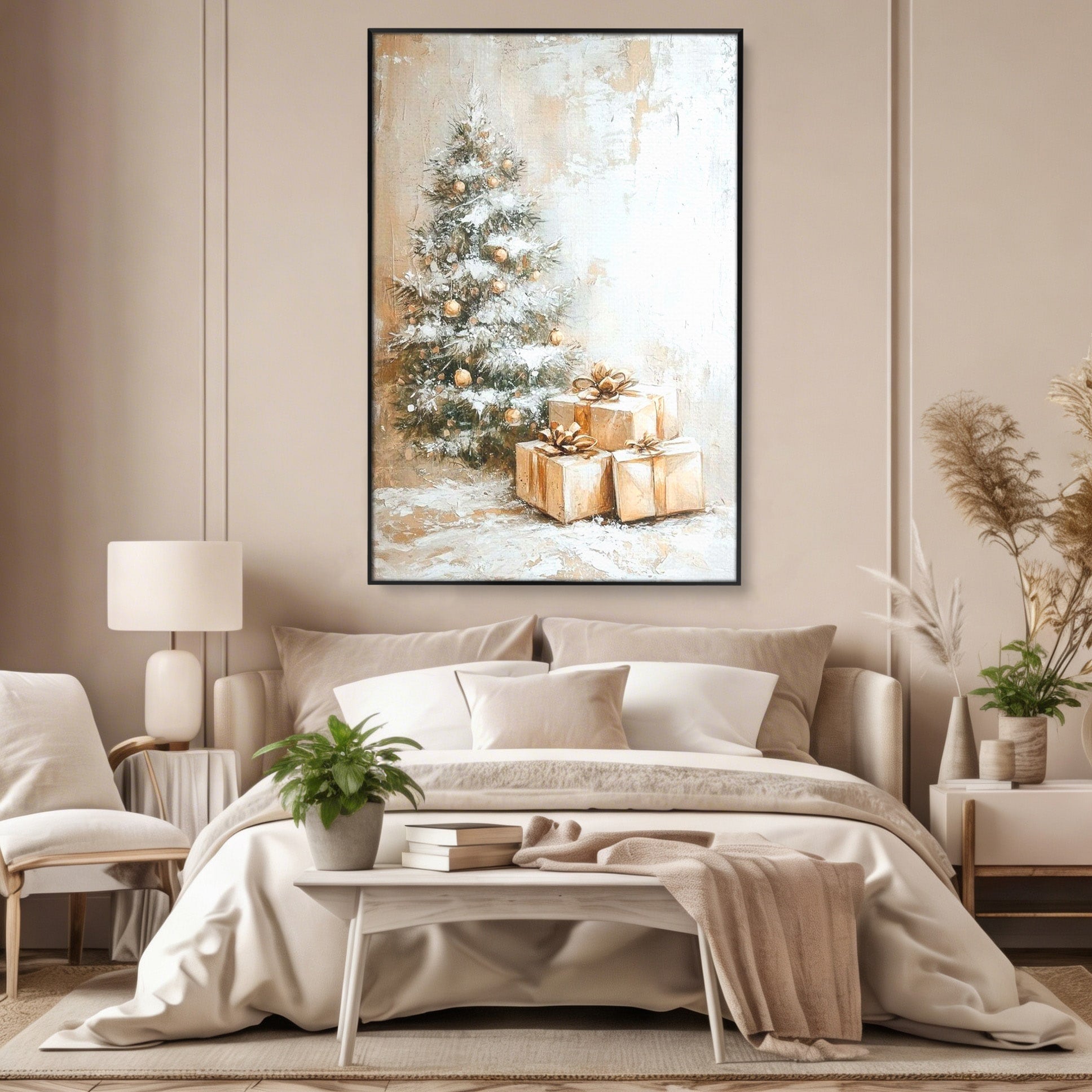 Tablou Canvas Premium LuxCanva® PI1101, Brad Si Cadouri De Craciun, Emotie, Cadouri, Brad, Iarna, Living, Culori Vibrante