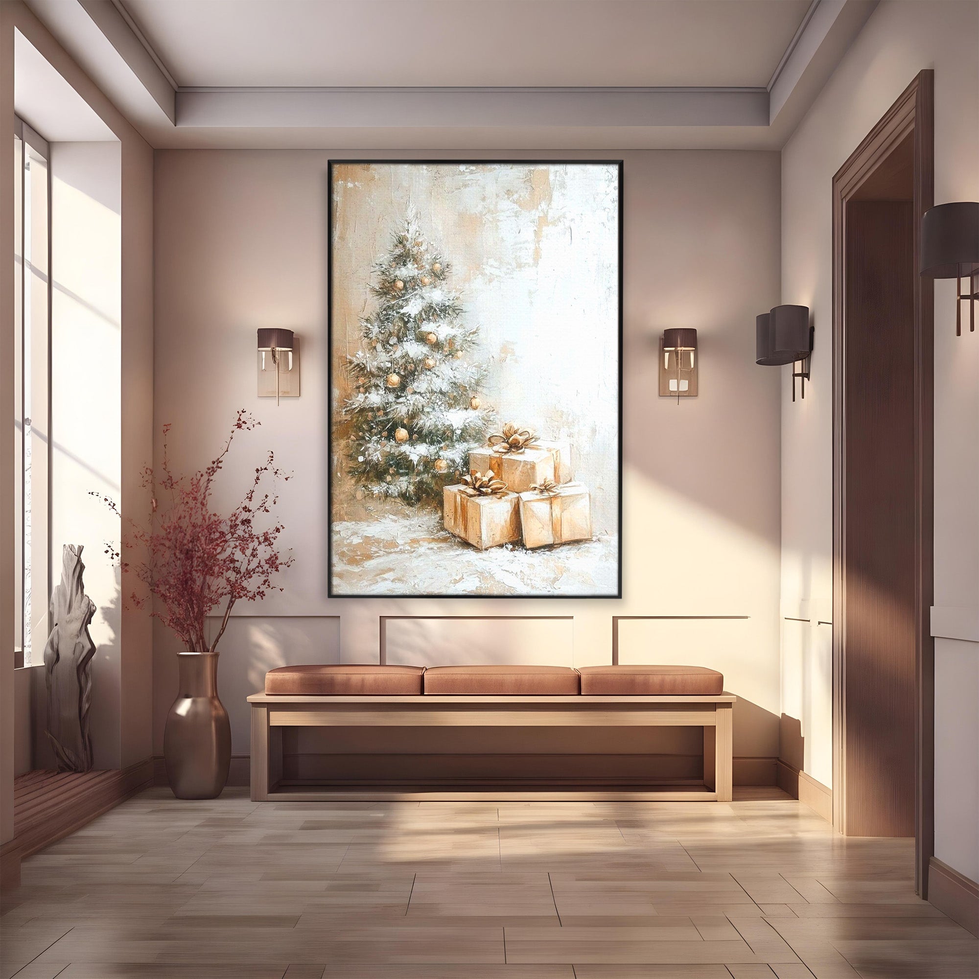 Tablou Canvas Premium LuxCanva® PI1101, Brad Si Cadouri De Craciun, Emotie, Cadouri, Brad, Iarna, Living, Culori Vibrante