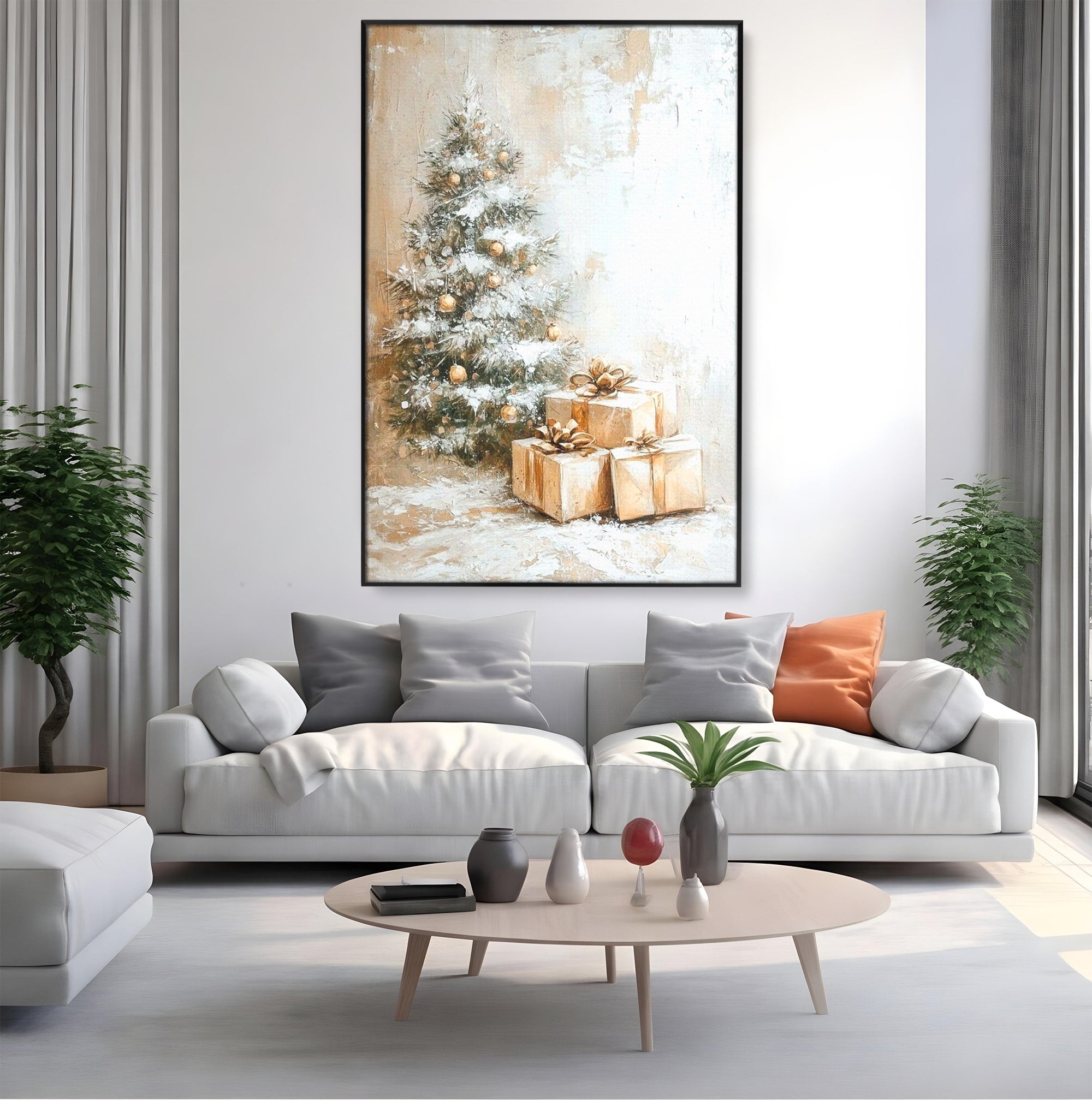 Tablou Canvas Premium LuxCanva® PI1101, Brad Si Cadouri De Craciun, Emotie, Cadouri, Brad, Iarna, Living, Culori Vibrante