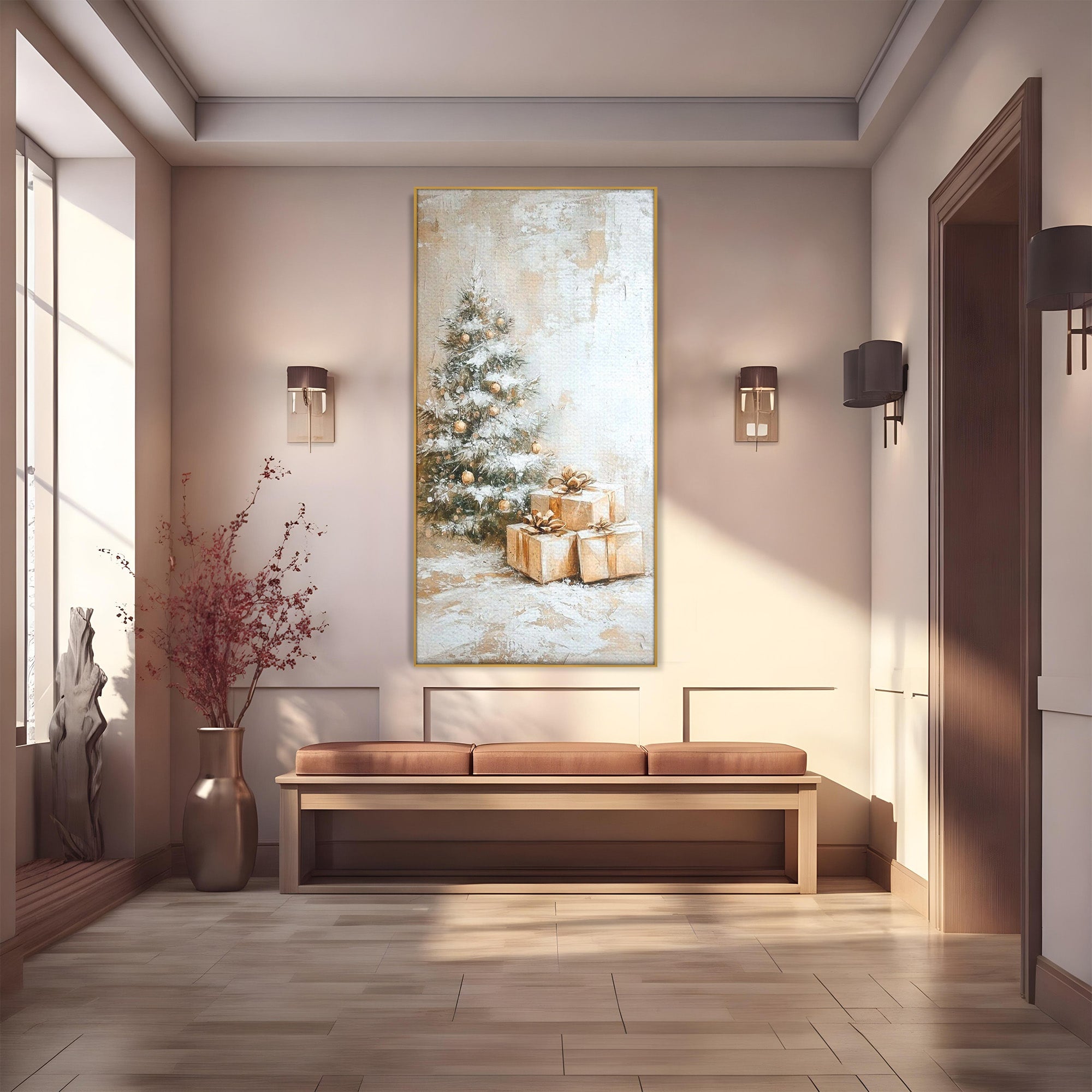 Tablou Canvas Premium LuxCanva® PI1101, Brad Si Cadouri De Craciun, Emotie, Cadouri, Brad, Iarna, Living, Culori Vibrante