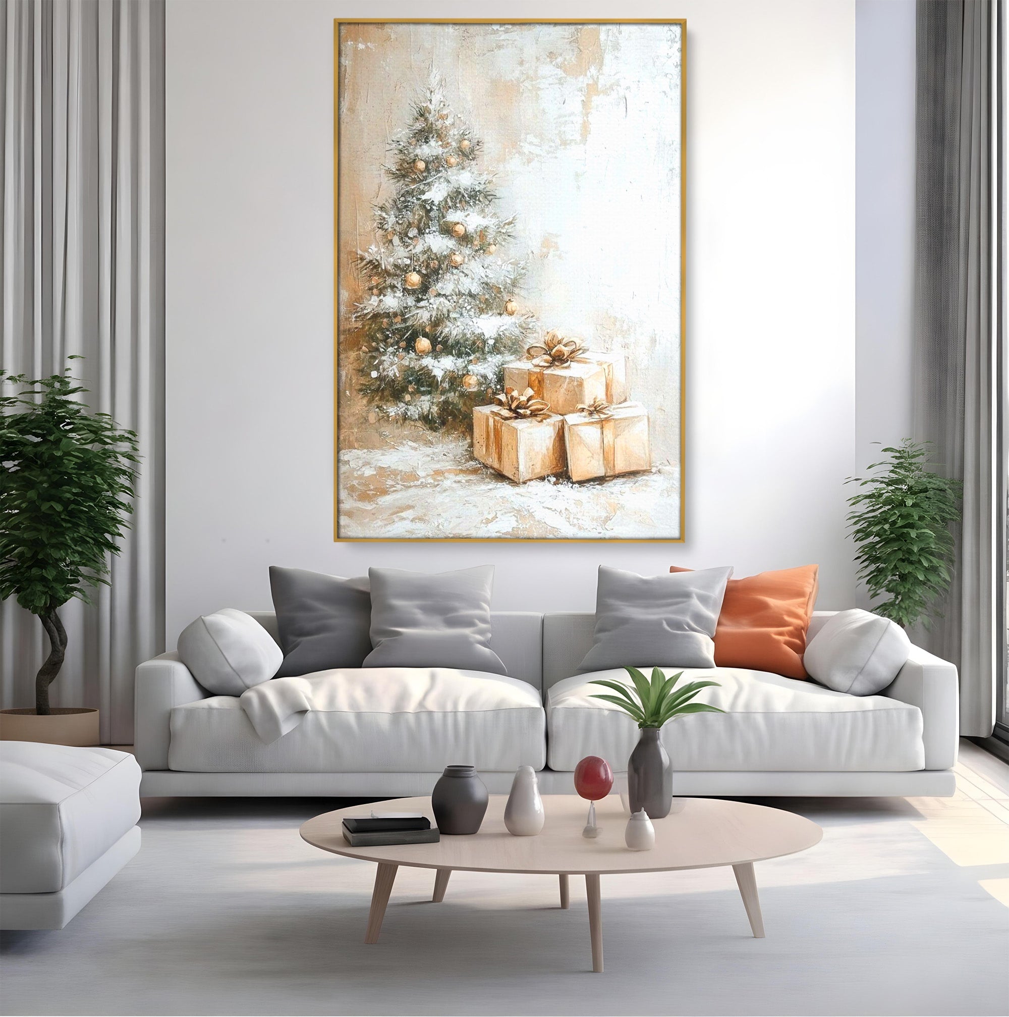 Tablou Canvas Premium LuxCanva® PI1101, Brad Si Cadouri De Craciun, Emotie, Cadouri, Brad, Iarna, Living, Culori Vibrante