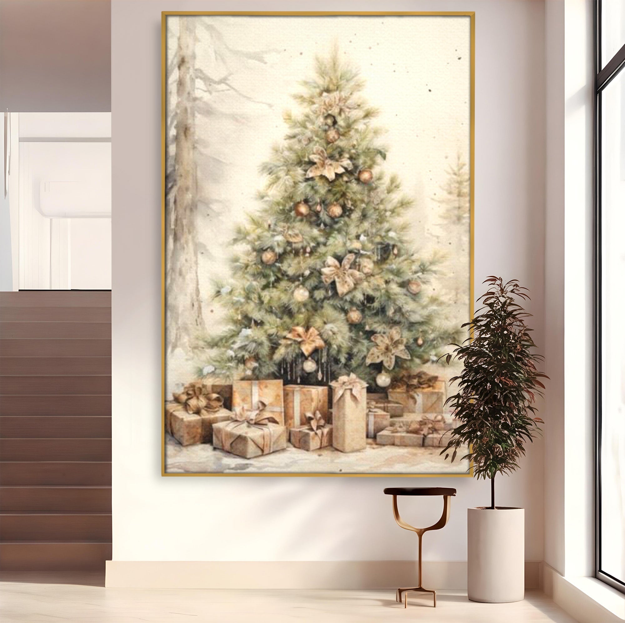 Tablou Canvas Premium LuxCanva® PI1102,Daruri Sub Brad, Copilarie, Craciun, Cadouri, Sarbatori, Living, Culori Vibrante