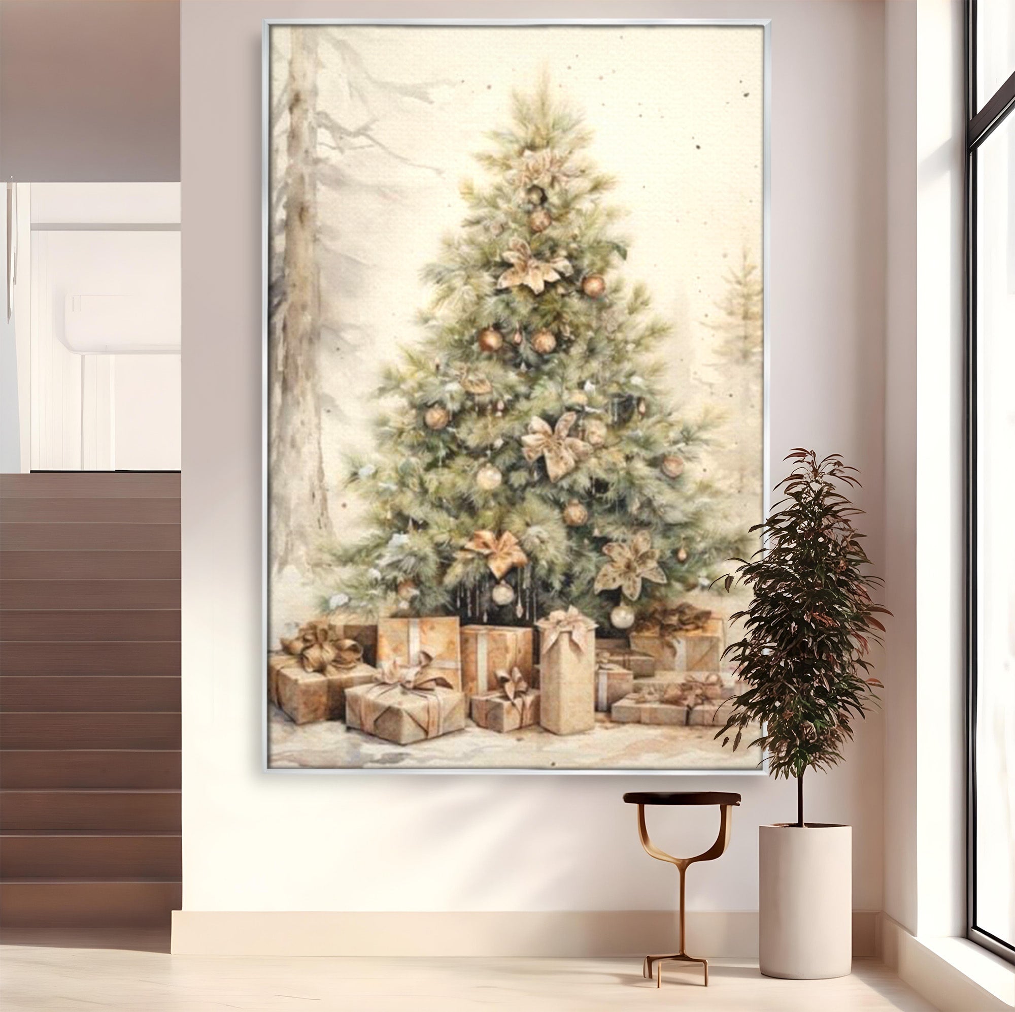 Tablou Canvas Premium LuxCanva® PI1102,Daruri Sub Brad, Copilarie, Craciun, Cadouri, Sarbatori, Living, Culori Vibrante