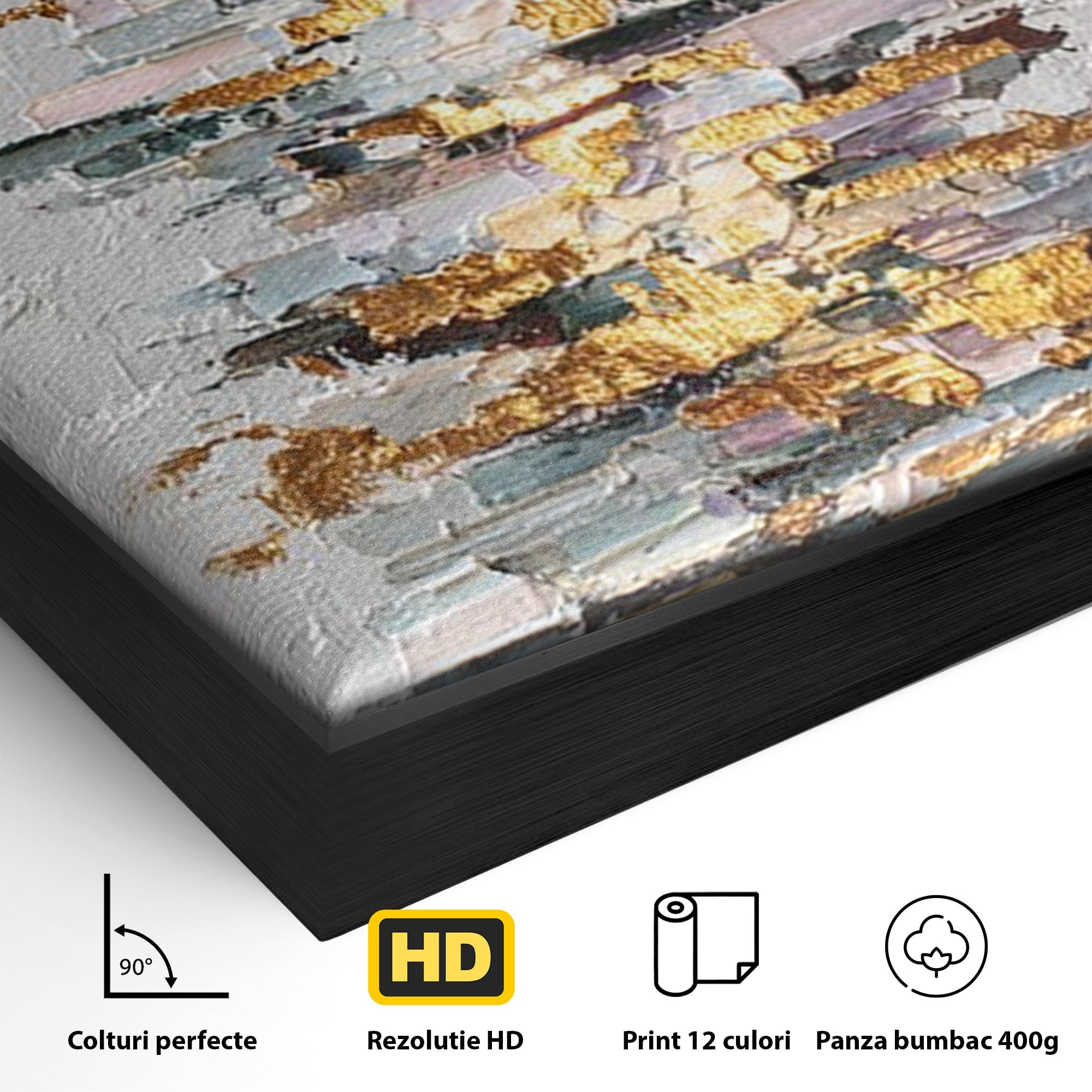 Tablou Canvas Premium LuxCanva® PI1103, Brad Abstract Aurit, Decor, Abstract, Auriu, Iarna, Living, Culori Vibrante
