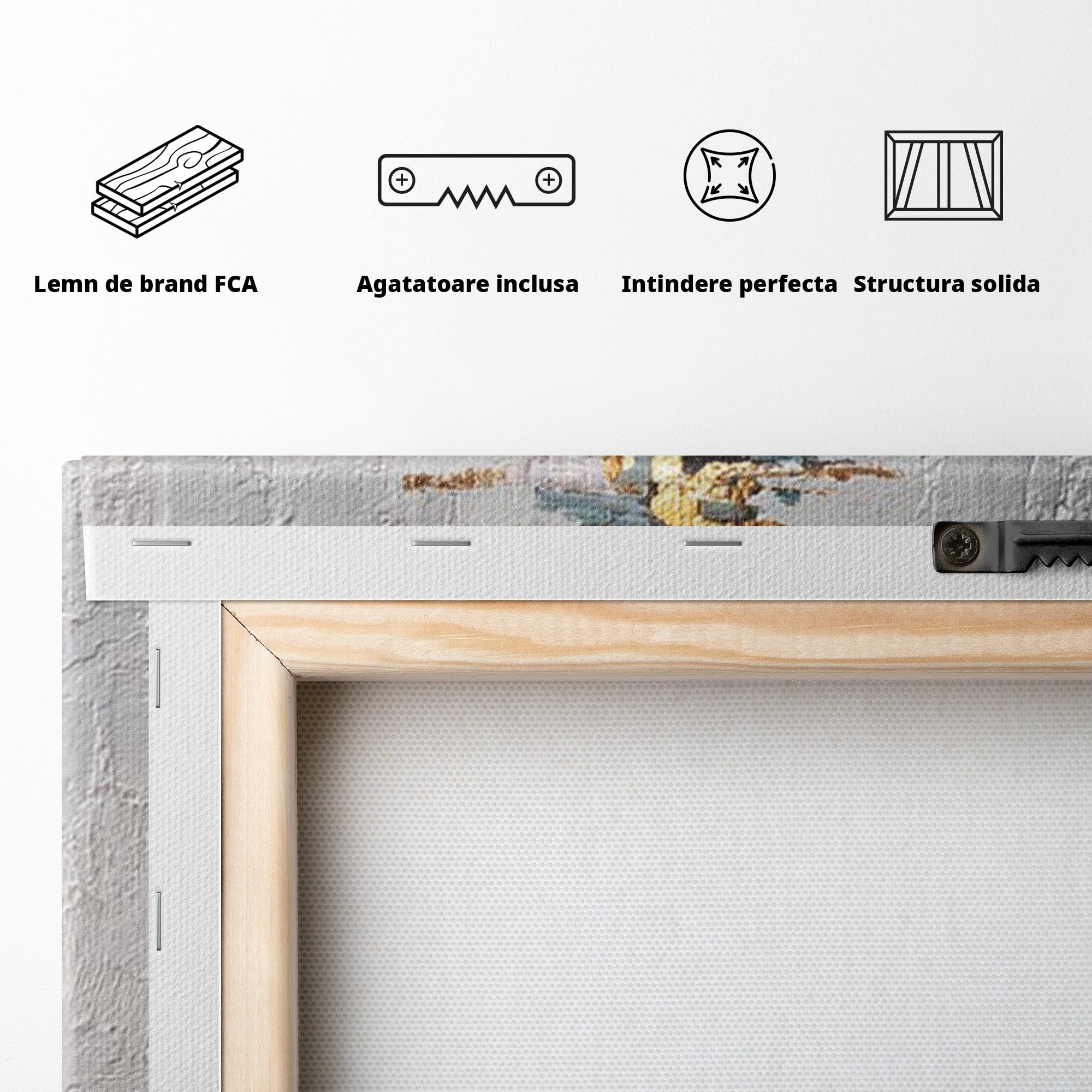 Tablou Canvas Premium LuxCanva® PI1103, Brad Abstract Aurit, Decor, Abstract, Auriu, Iarna, Living, Culori Vibrante
