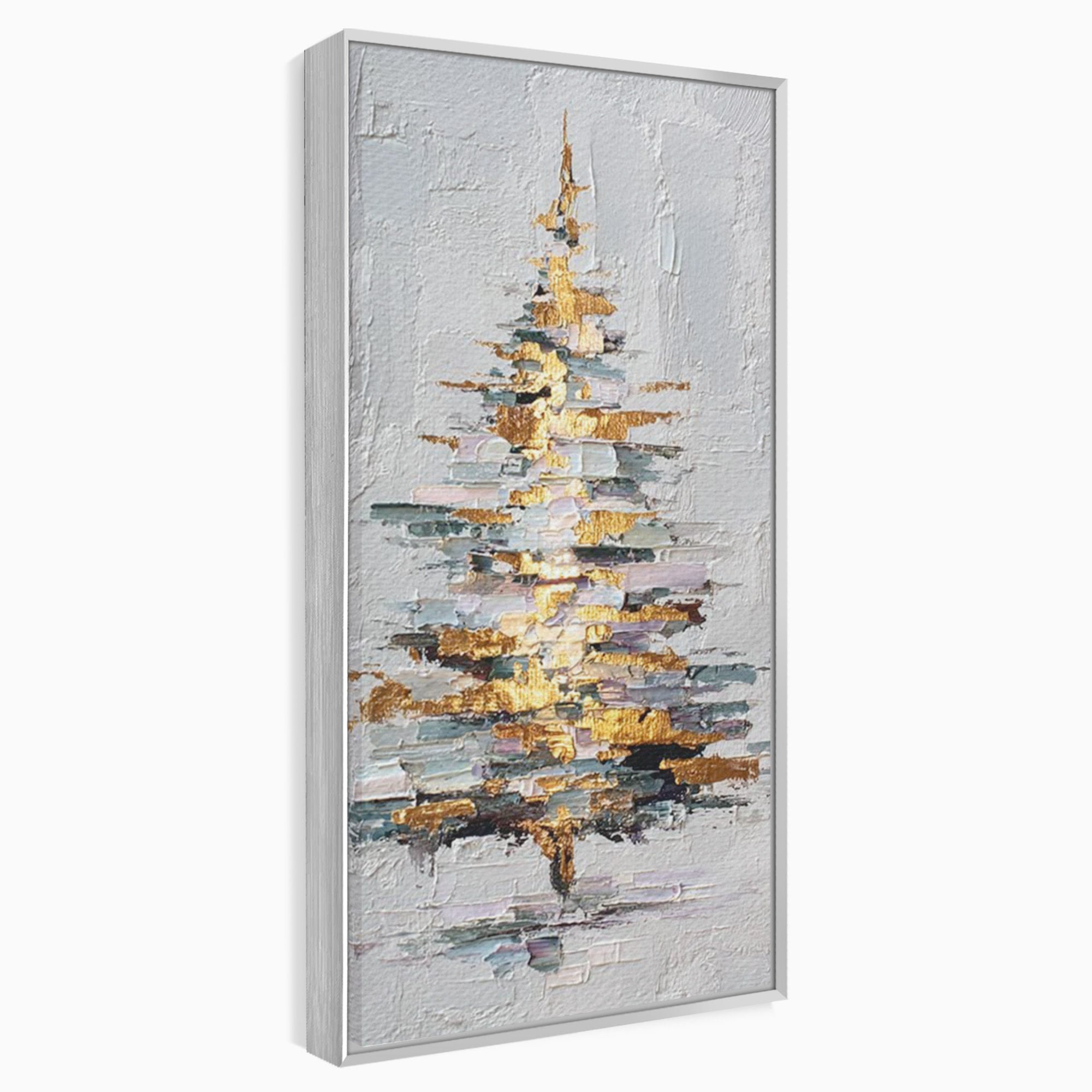 Tablou Canvas Premium LuxCanva® PI1103, Brad Abstract Aurit, Decor, Abstract, Auriu, Iarna, Living, Culori Vibrante