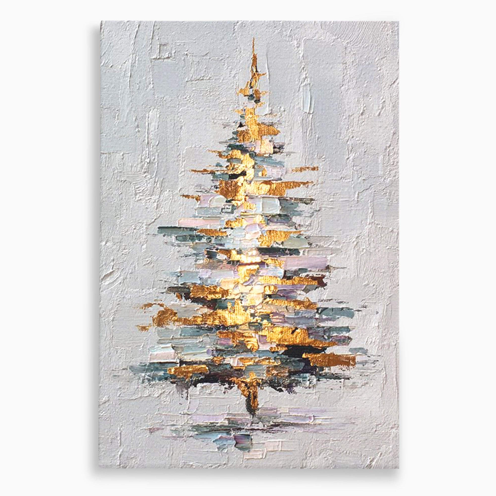Tablou Canvas Premium LuxCanva® PI1103, Brad Abstract Aurit, Decor, Abstract, Auriu, Iarna, Living, Culori Vibrante