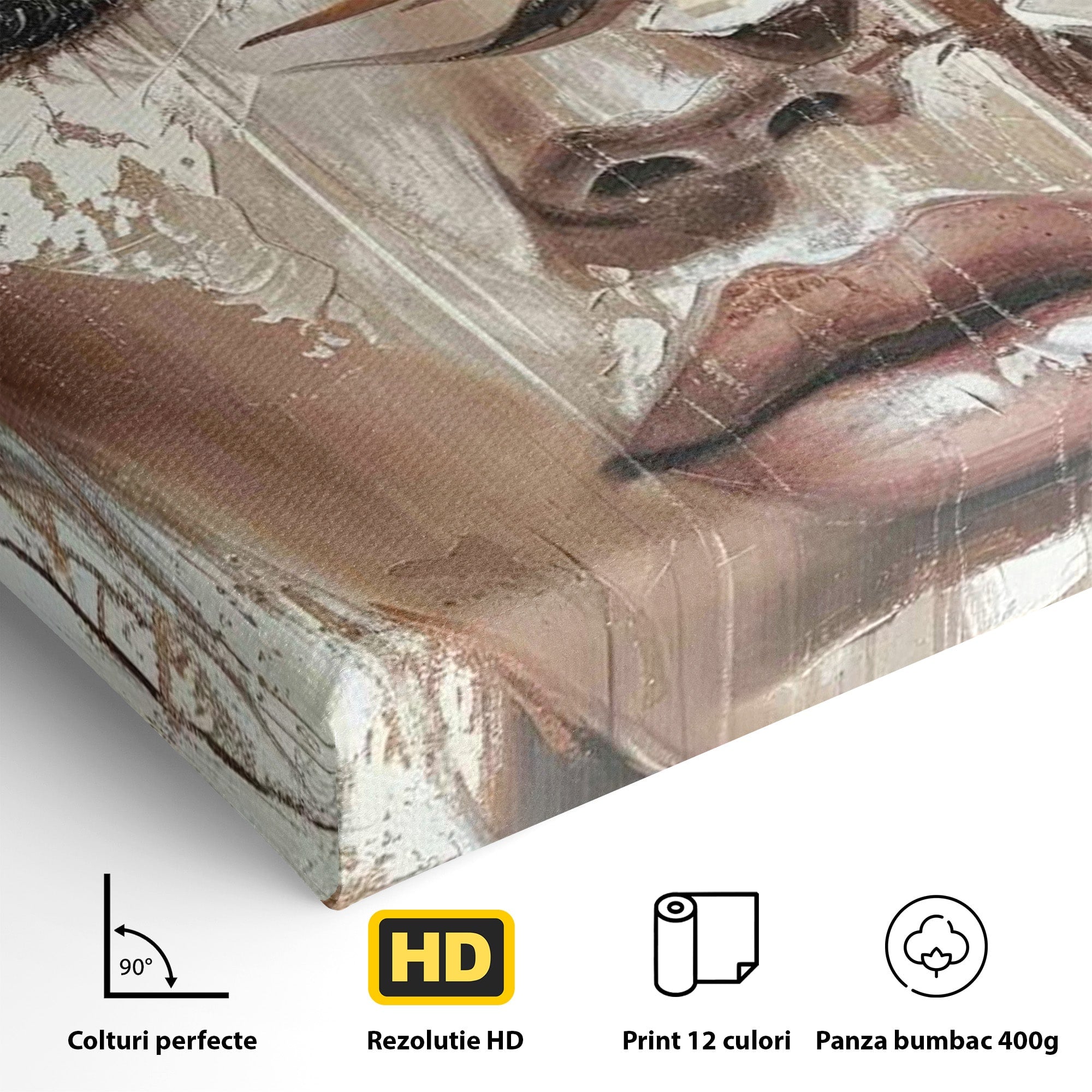 Tablou Canvas Premium LuxCanva® PI1104, Portret Cu Flori, Mister, Feminin, Flori, Living, Arta, Culori Vibrante