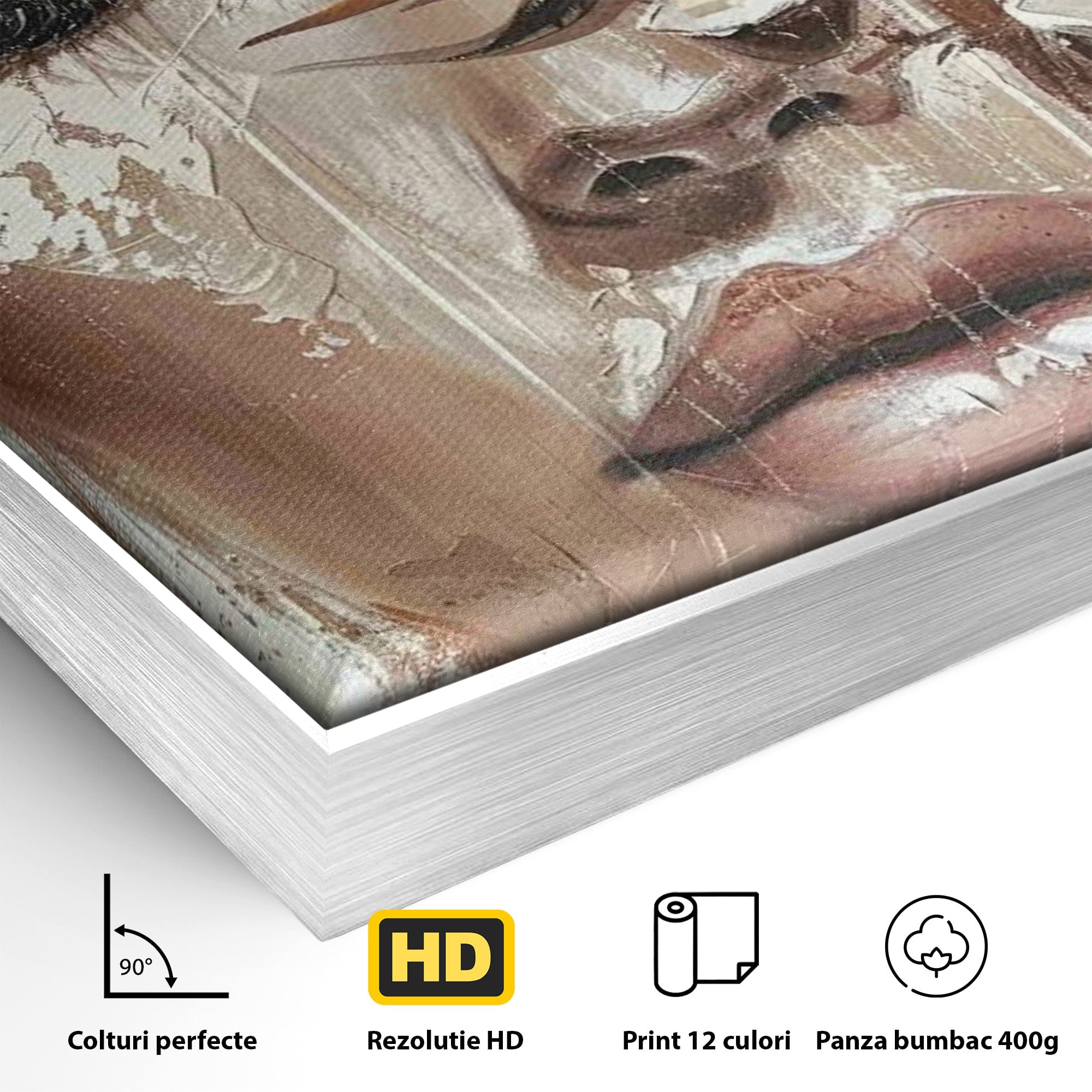 Tablou Canvas Premium LuxCanva® PI1104, Portret Cu Flori, Mister, Feminin, Flori, Living, Arta, Culori Vibrante