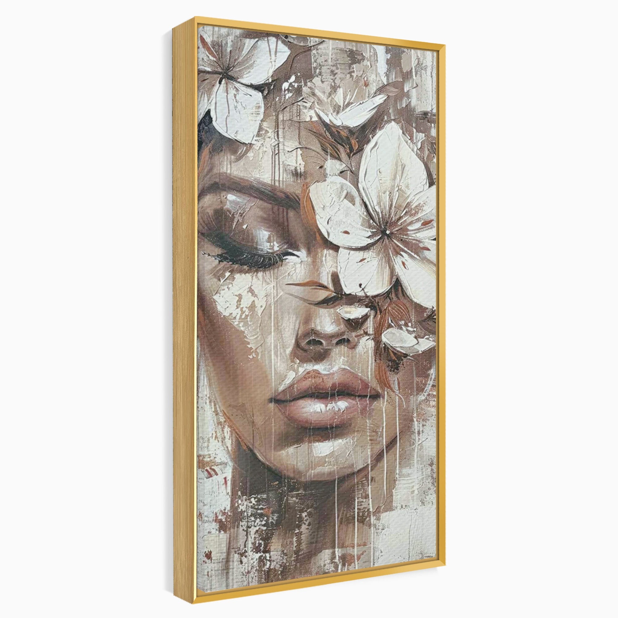 Tablou Canvas Premium LuxCanva® PI1104, Portret Cu Flori, Mister, Feminin, Flori, Living, Arta, Culori Vibrante