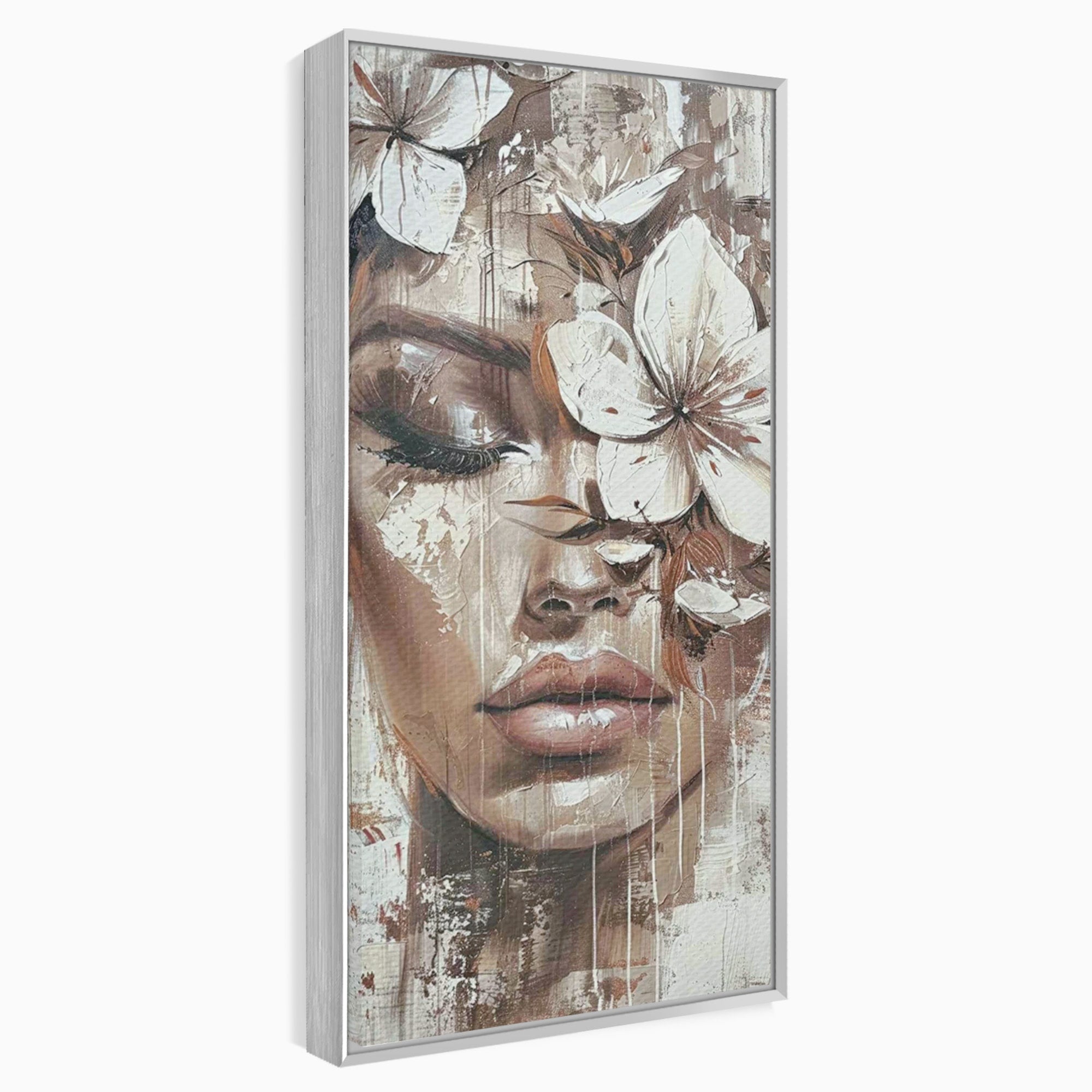 Tablou Canvas Premium LuxCanva® PI1104, Portret Cu Flori, Mister, Feminin, Flori, Living, Arta, Culori Vibrante