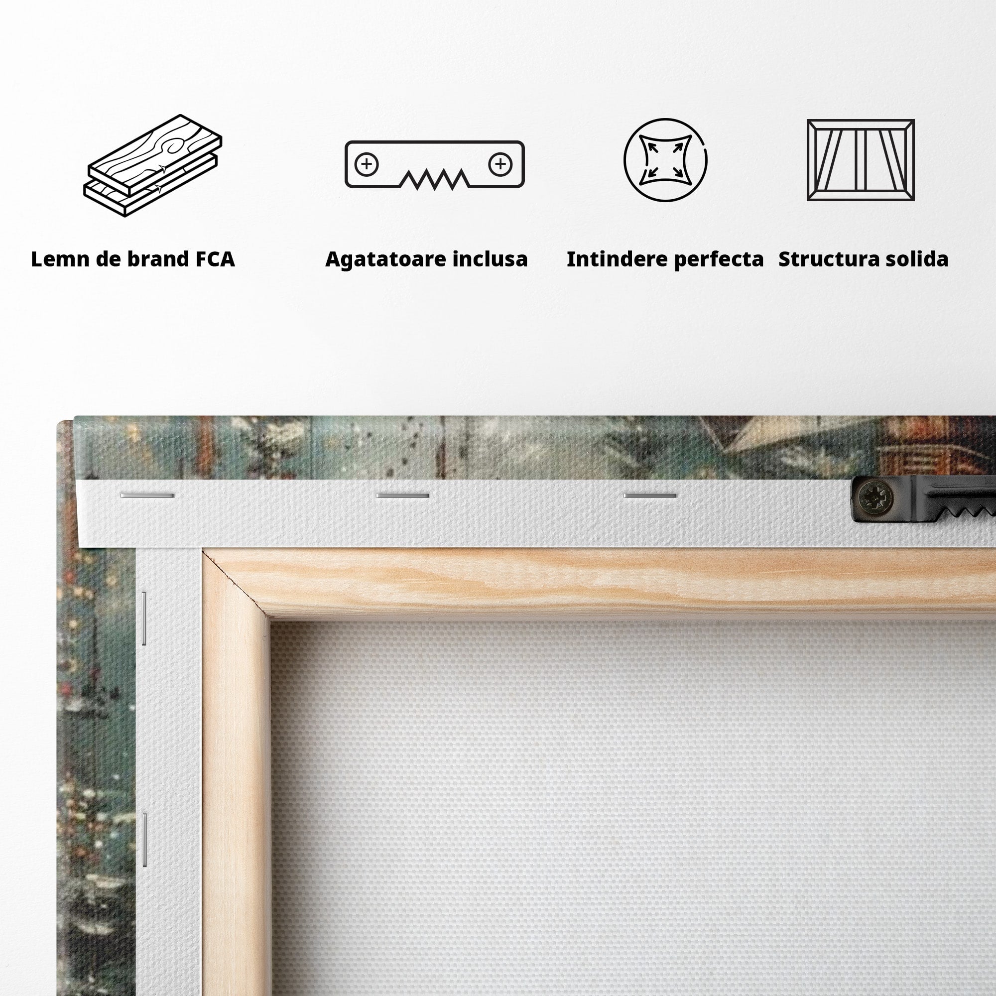 Tablou Canvas Premium LuxCanva® PI1106, Tren De Iarna, Gara, Fum, Calatorie, Peisaj, Cabana, Munti, Living, Natura, Culori Vibrante