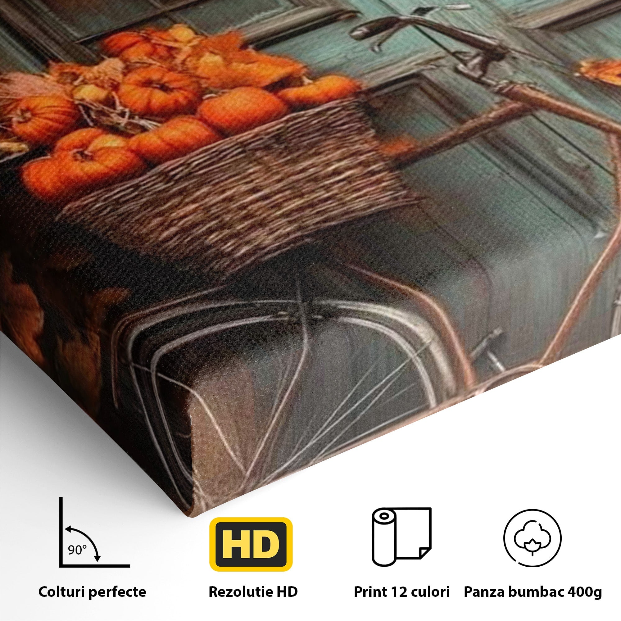 Tablou Canvas Premium LuxCanva® PI1107, Bicicleta De Toamna, Roti, Anotimp, Frunze, Rustic, Living, Hol, Culori Vibrante