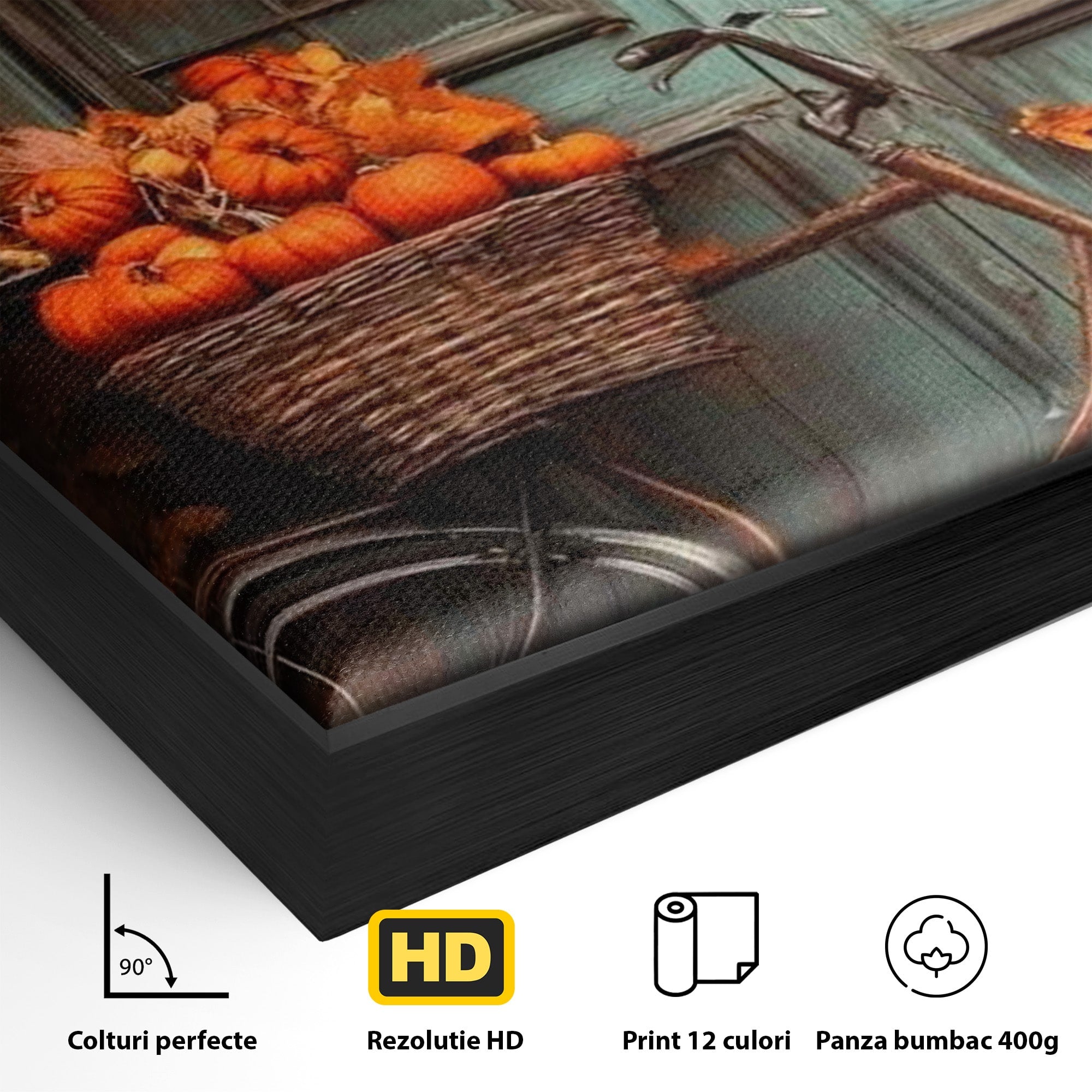 Tablou Canvas Premium LuxCanva® PI1107, Bicicleta De Toamna, Roti, Anotimp, Frunze, Rustic, Living, Hol, Culori Vibrante