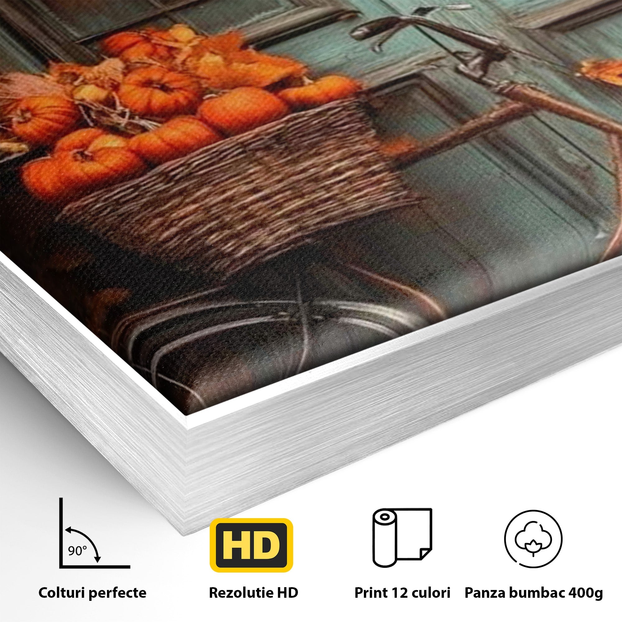 Tablou Canvas Premium LuxCanva® PI1107, Bicicleta De Toamna, Roti, Anotimp, Frunze, Rustic, Living, Hol, Culori Vibrante