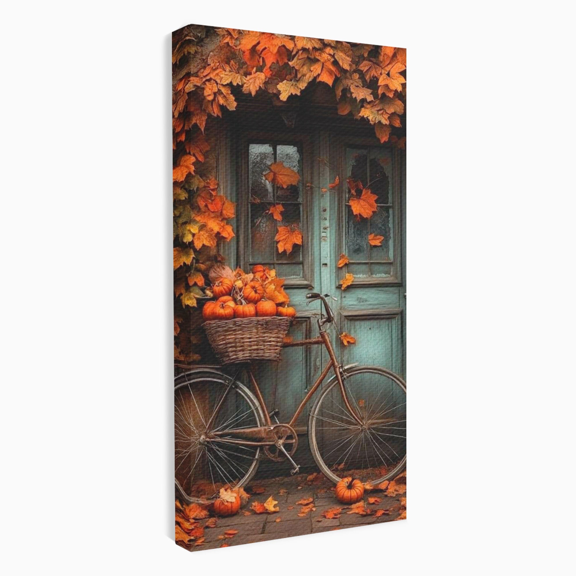 Tablou Canvas Premium LuxCanva® PI1107, Bicicleta De Toamna, Roti, Anotimp, Frunze, Rustic, Living, Hol, Culori Vibrante